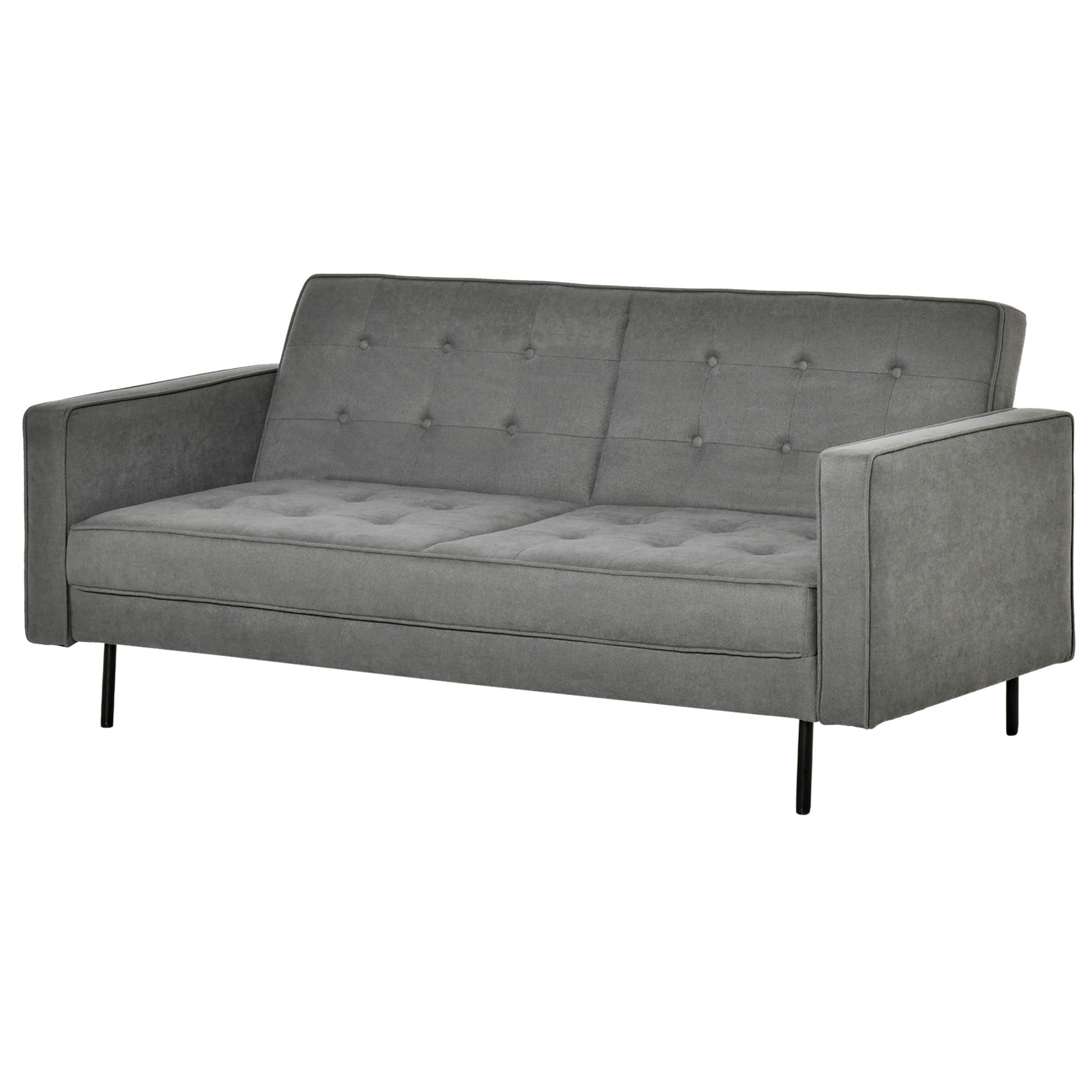 Schlafsofa 3-Sitzer Schlafcouch Stoffsofa Sofa mit Schlaffunktion Bettsofa mit verstellbarem Winkel Vintage Eukalyptusholz Baumwolle Grau