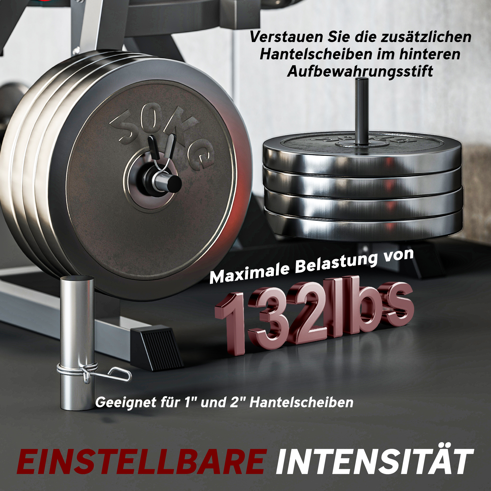 Beinstrecker, 32 Positionen, verstellbare Rückenlehne und Oberschenkelstütze, Stahl, Grau/Schwarz