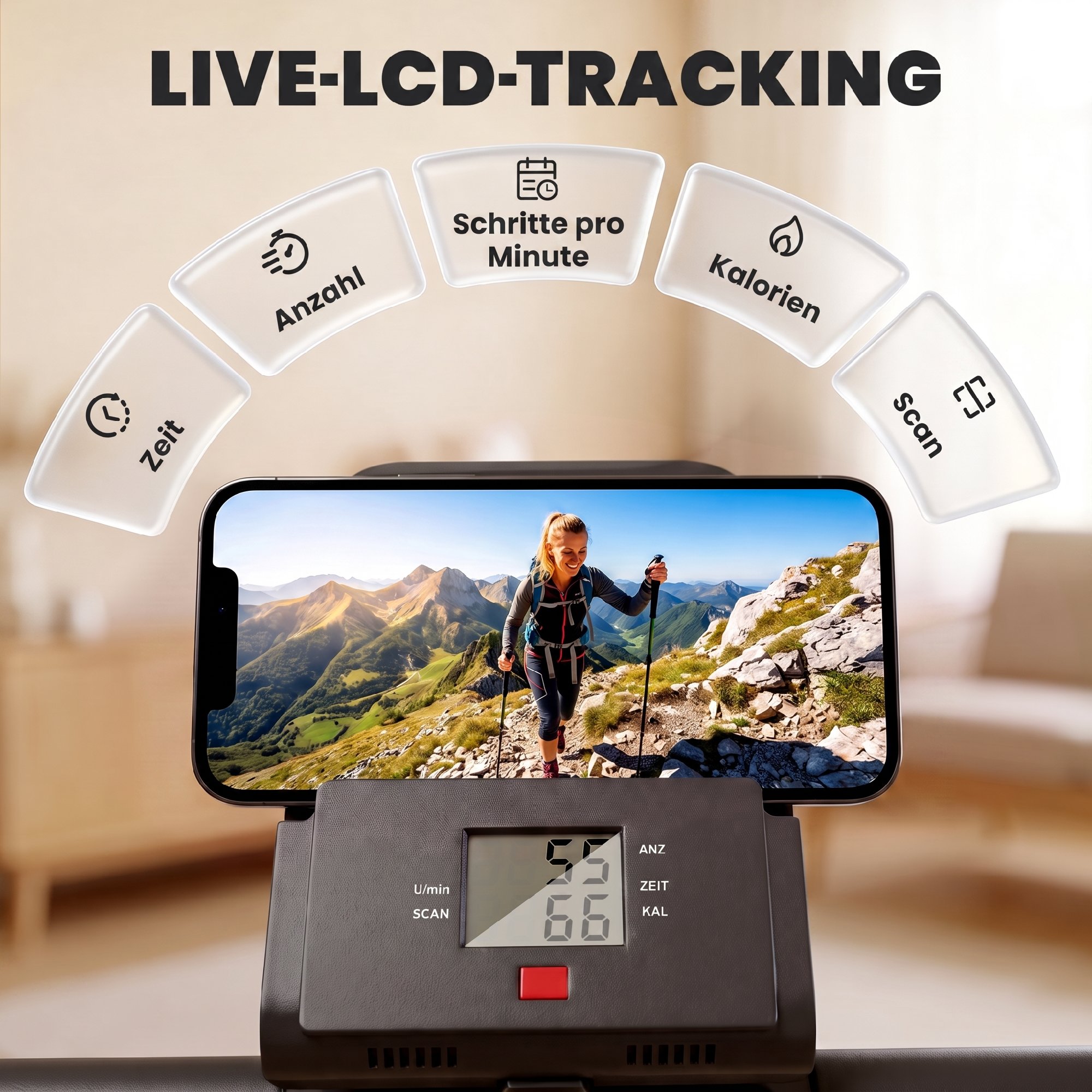 Treppenstepper für Zuhause, klappbarer Vertical Climber mit 3 Widerstandsstufen, verstellbarem Lenker und LCD-Monitor