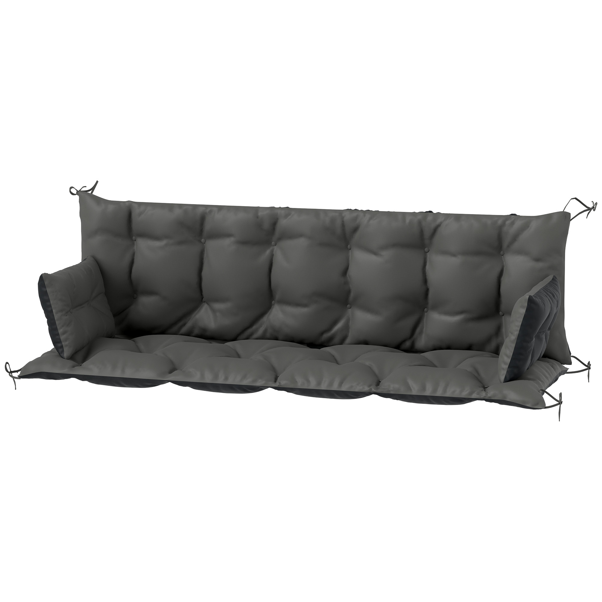 Outdoor-Kissen-Set für Bank oder Hollywoodschaukel, zweifarbig, Polyester, Schaumstoff, 180 x 110 x 8 cm, Dunkelgrau Outdoor-Kissen-Set für Bank oder Hollywoodschaukel, zweifarbig, Polyester, Schaumstoff, 180 x 110 x 8 cm, Dunkelgrau