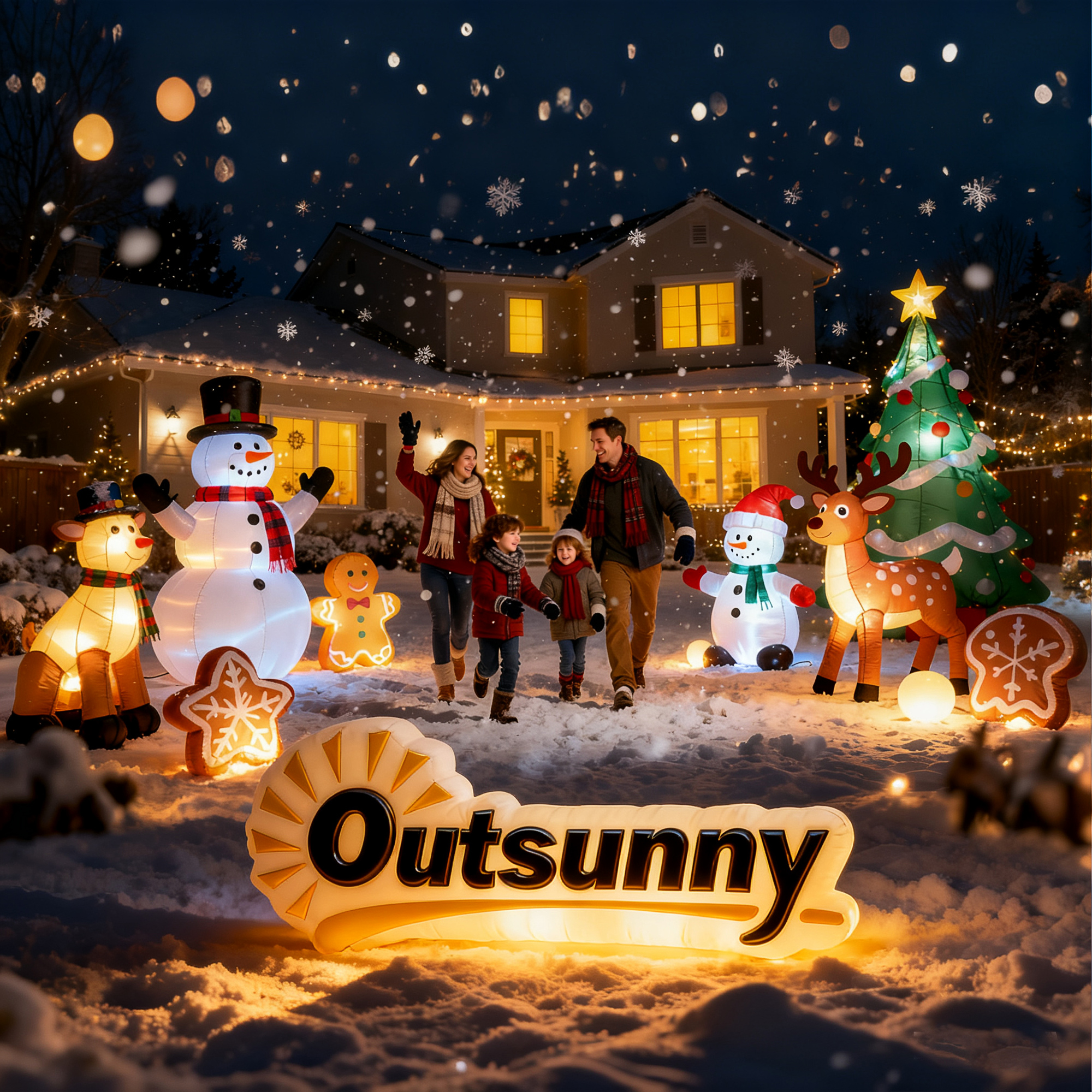 Weihnachtsmann, 1,84 m groß, mit LED-Beleuchtung, selbstaufblasende Gartendeko