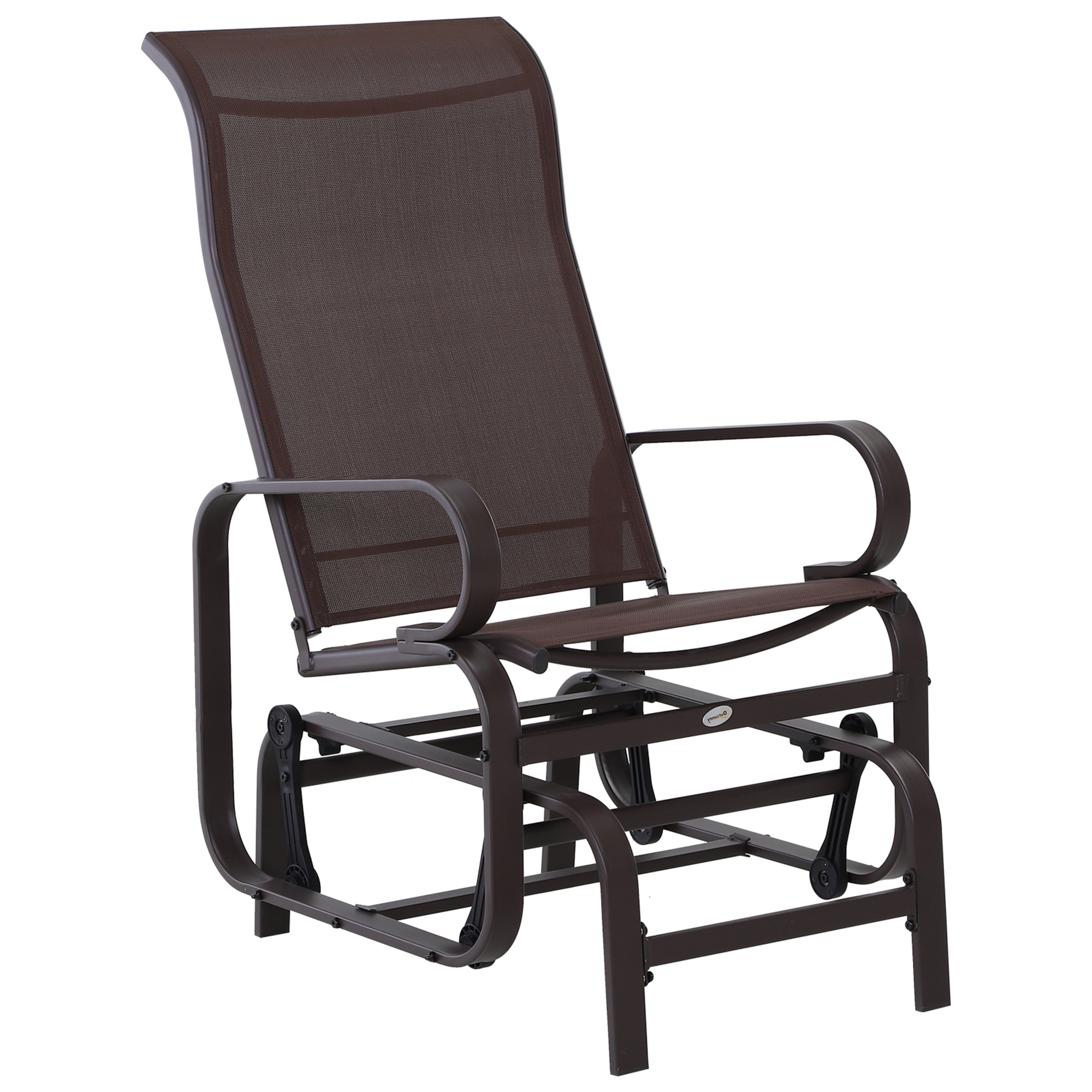 Schaukelstuhl Garten Gartenstuhl Relaxstuhl Gartenschaukel Garten Metall Schaukel Stuhl für Garten Terrasse Balkon Texteline Braun 60 x 78 x 105 cm
