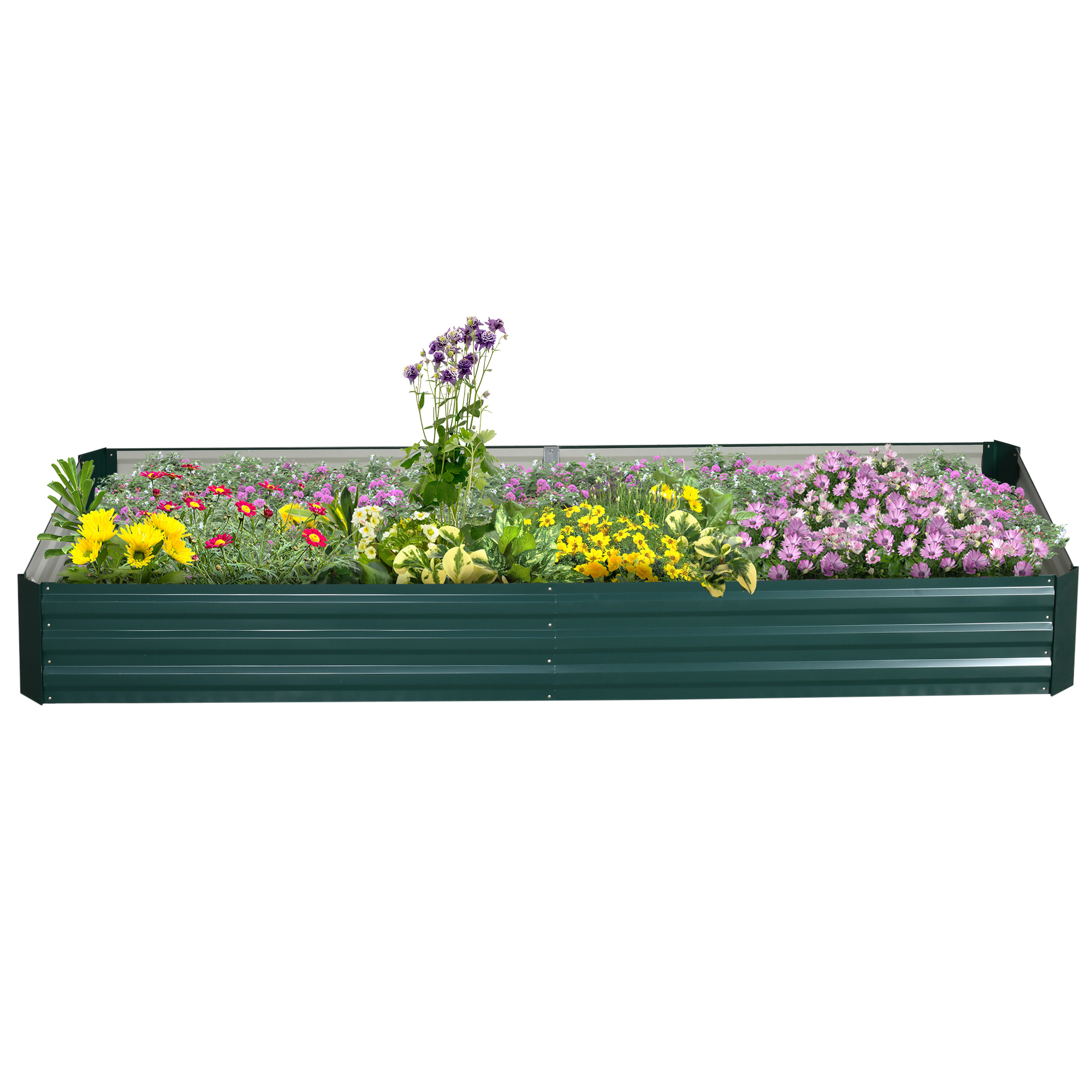 Stahl-Hochbeet, offener Boden, einfacher Aufbau, 95L x 90,5B x 29,8H cm, Grün