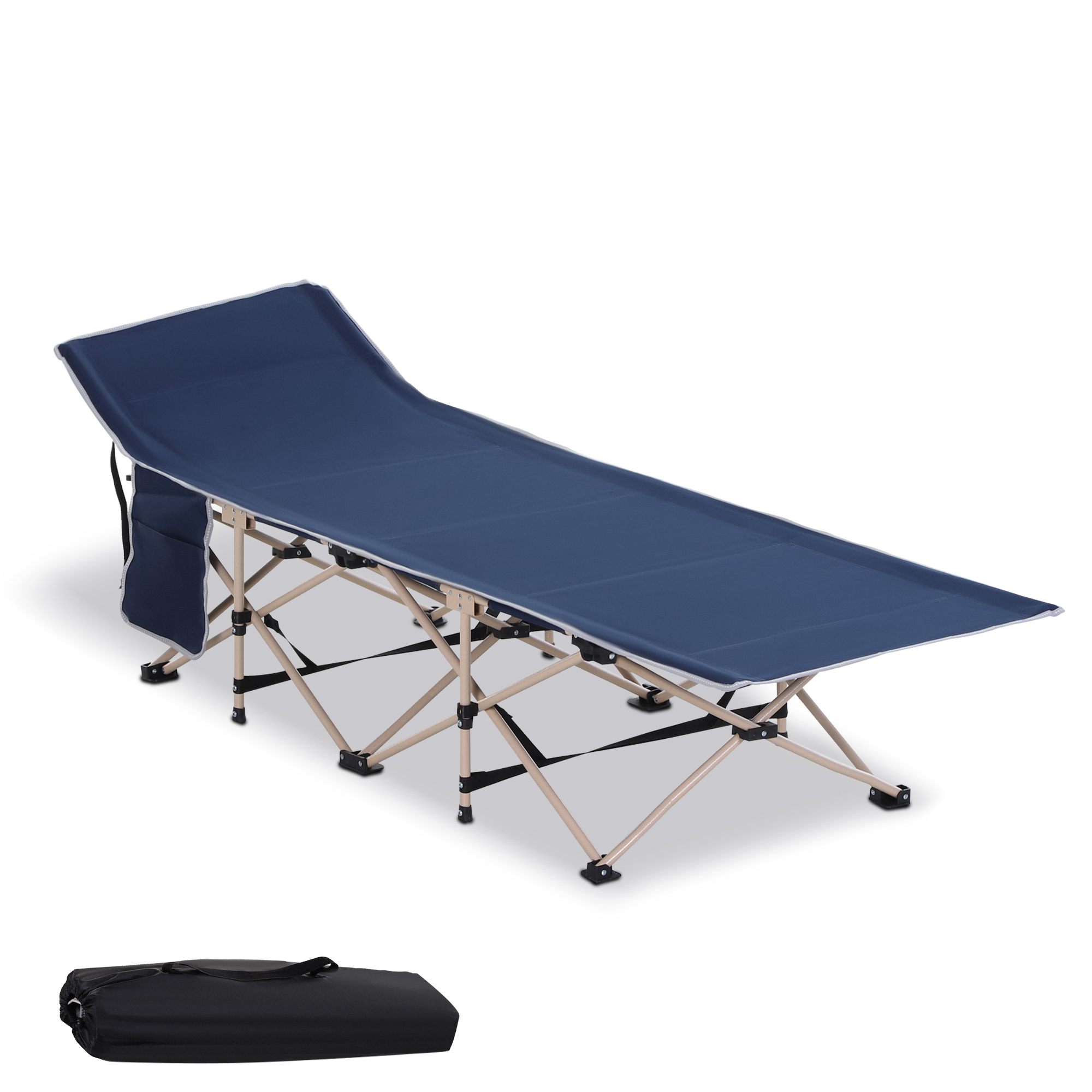 Feldbett, Camping-Bett, klappbar, wetterbeständig, ink, Tragetasche, 190 cm x 68 cm x 52 cm, Blau Feldbett, Camping-Bett, klappbar, wetterbeständig, ink, Tragetasche, 190 cm x 68 cm x 52 cm, Blau