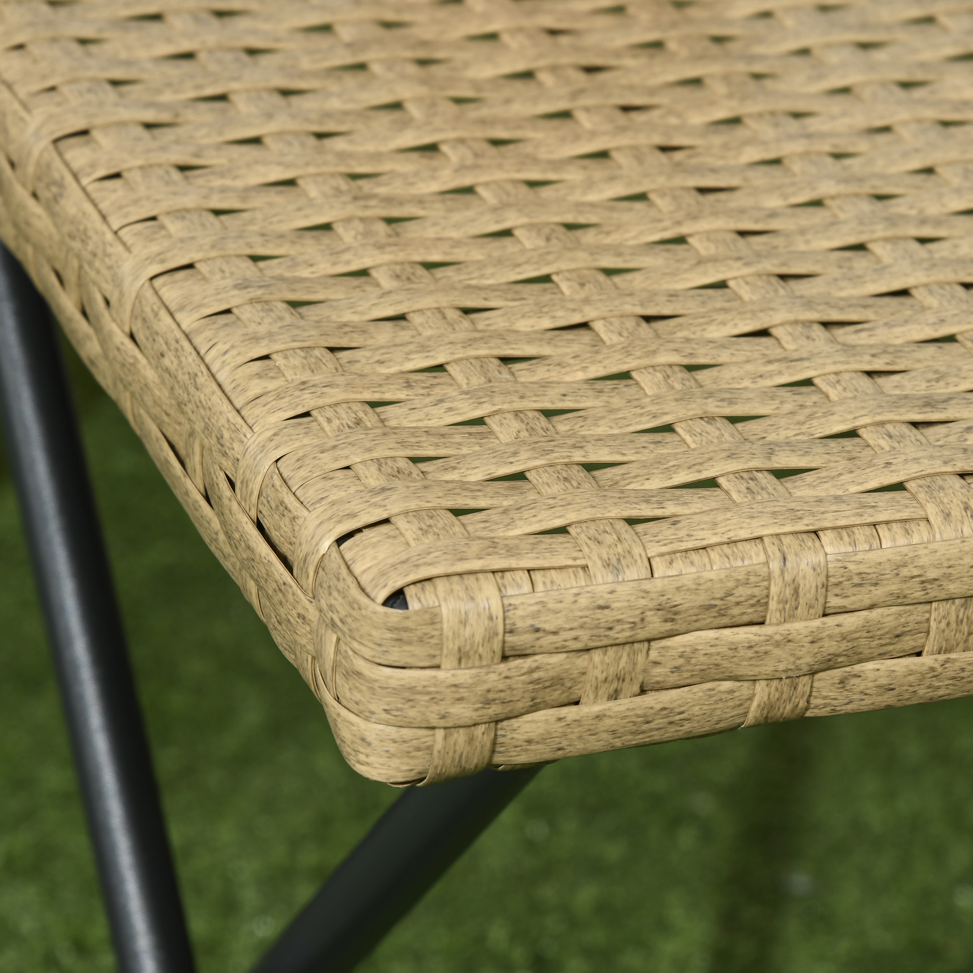 Polyrattan Balkontisch, klappbar, Stahlrahmen, pflegeleicht, 40x40x40 cm, Natur