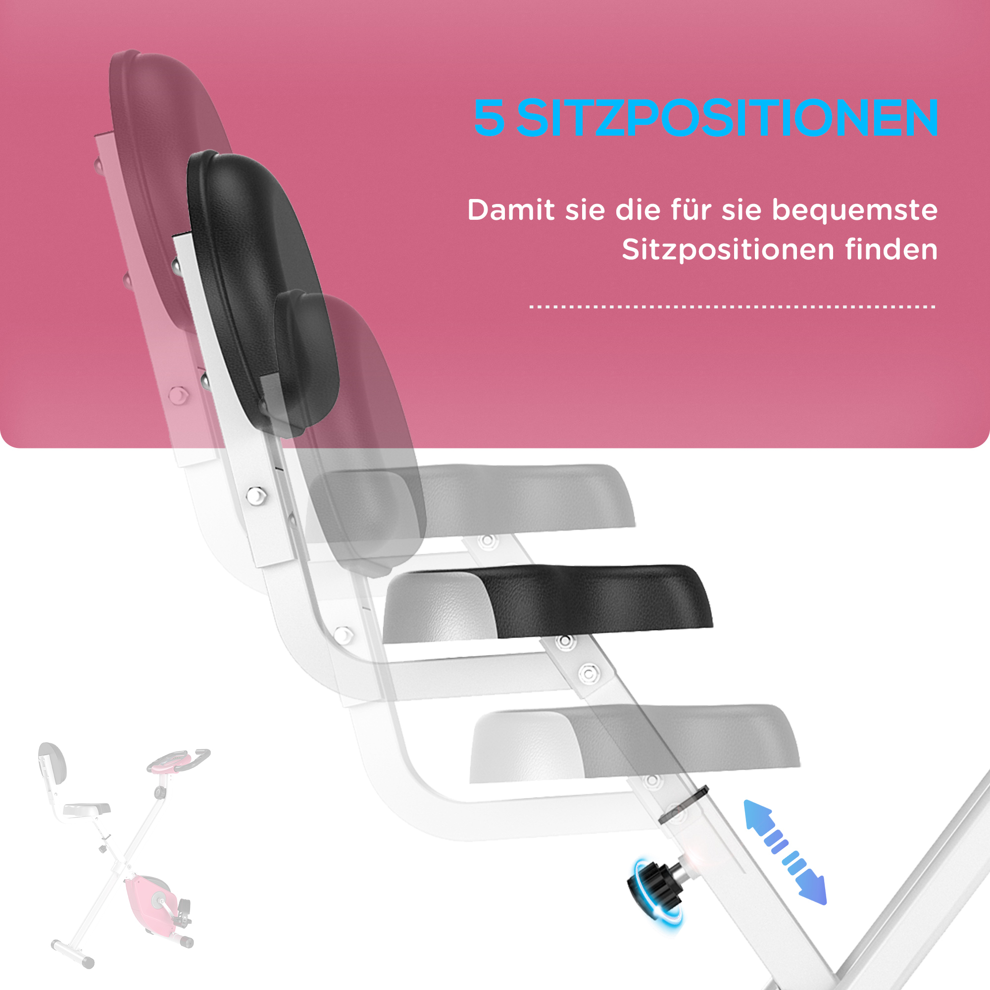 Heimtrainer Fahrradtrainer klappbar Magnetisch Hometrainer Fahrrad mit LCD Monitor, 8 stufig einstellbarem Magnetwiderstand, Platzsparend Fitnessbikes für Zuhause Rosa+Weiß