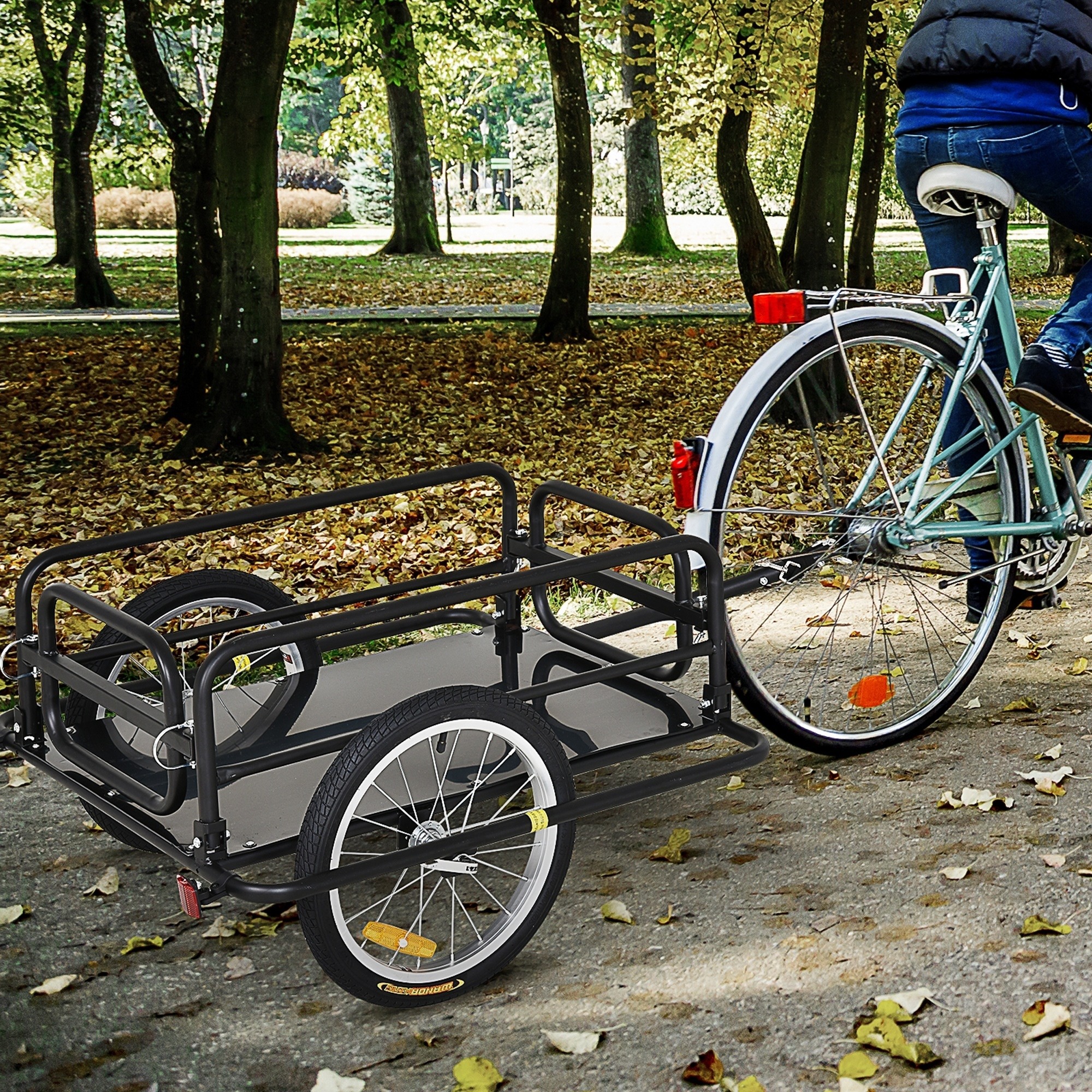 Fahrradanhänger Lastenanhänger für Fahrrad 40 kg Belastbarkeit Transportanhänger Handwagen Kupplung Stahl Schwarz 139 x 71,5 x 49 cm