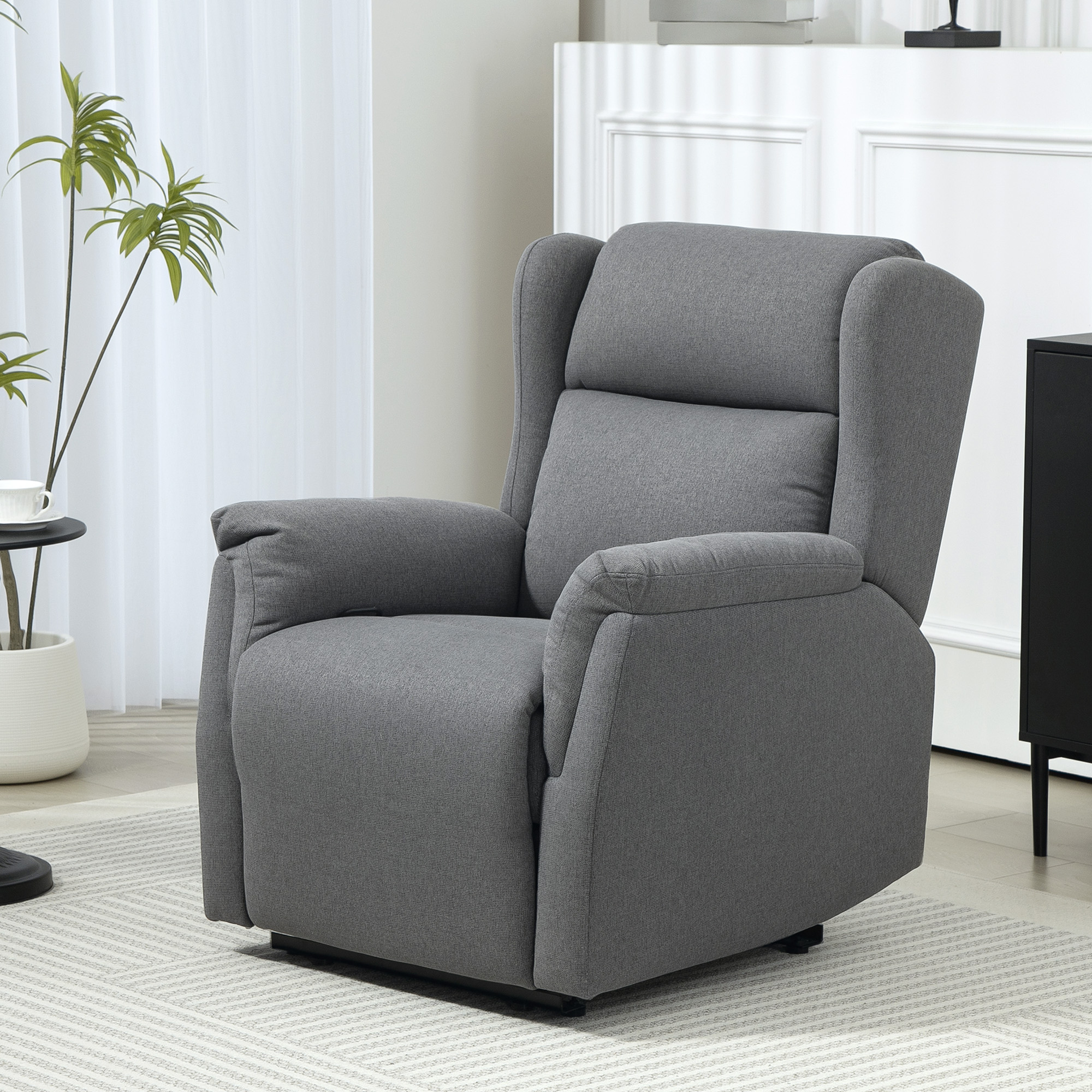 Relaxsessel, Verstellbarer Polstersessel mit Fußstütze, 160° neigbar, Leinenoptik, schneller Aufbau, Dunkelgrau