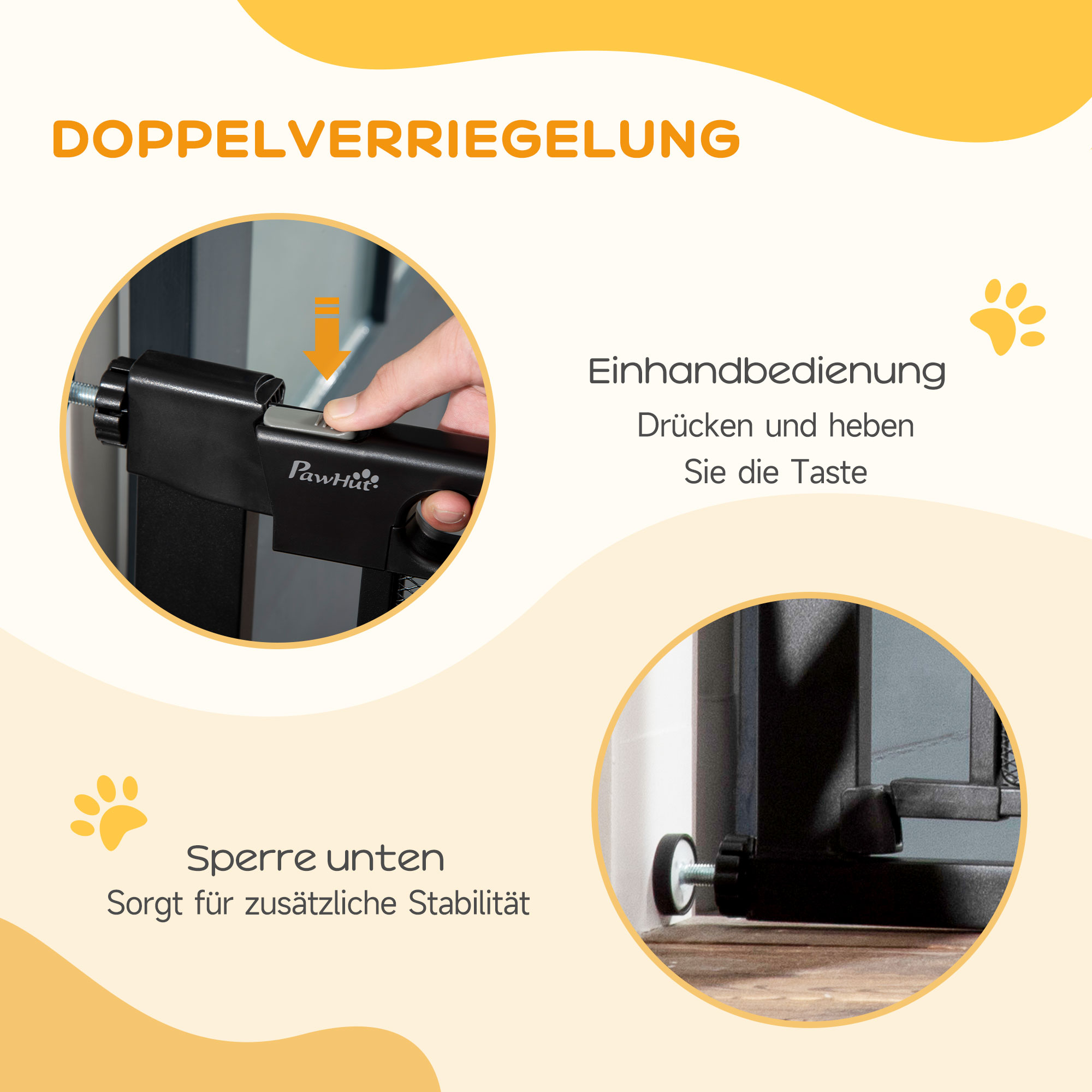 Treppenschutzgitter Haustiergitter Hundeschutzgitter, verstellbar von 75 cm - 103 cm, Schwarz