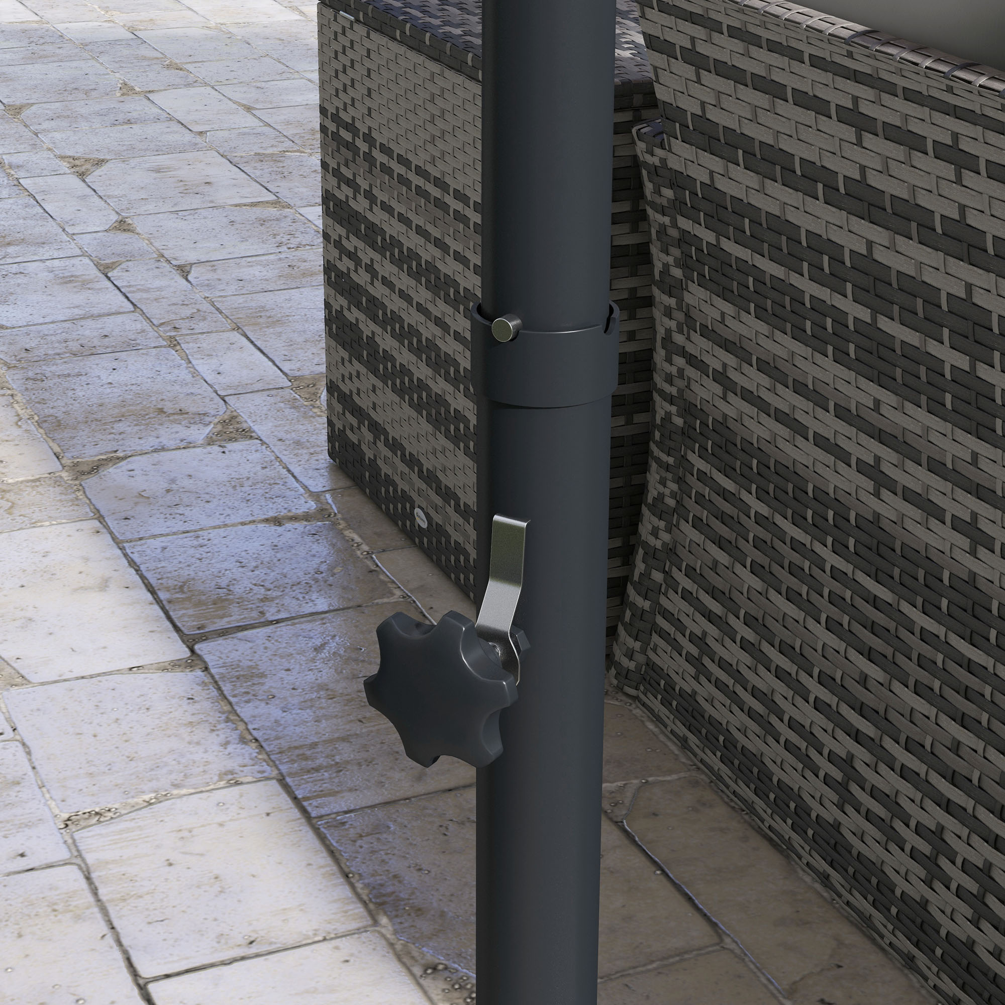 Ø3 m Ampelschirm, neigbar, drehbar, Handkurbel, Windhaube, Metallmast, Dunkelgrau