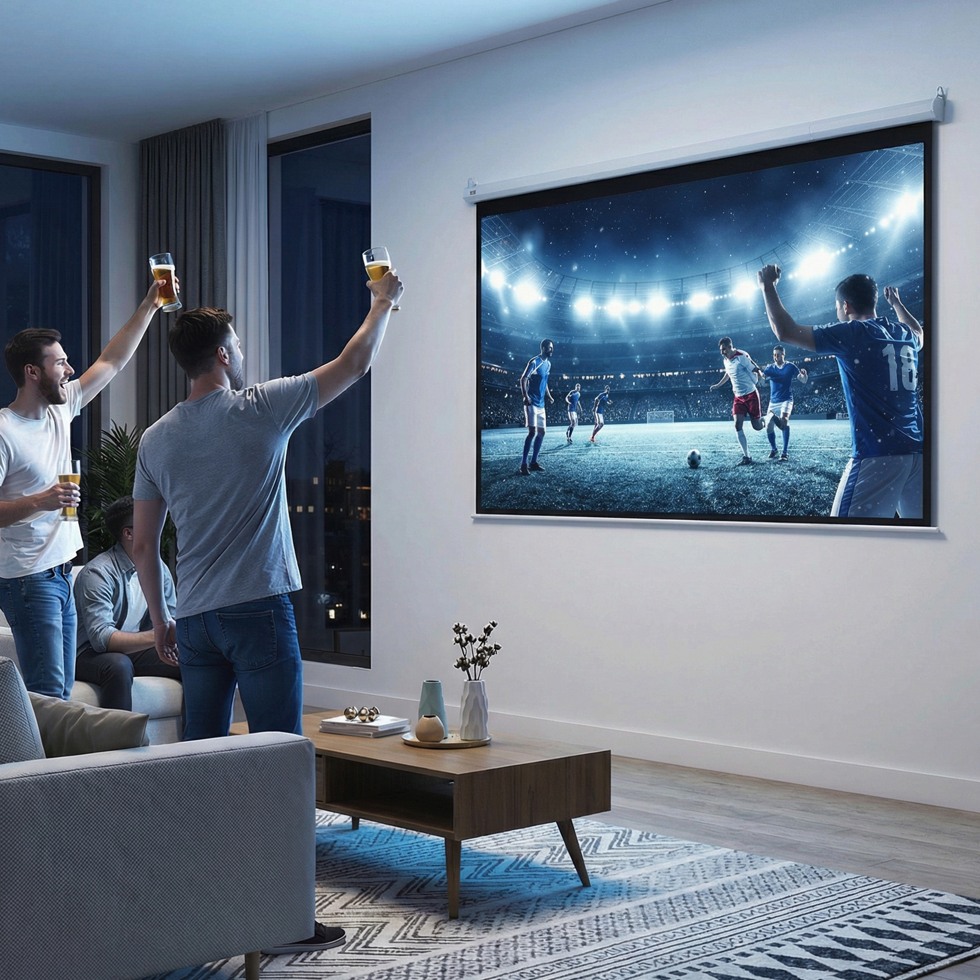 Beamer-Leinwand, inkl. Fernbedienung, 84 Zoll, 4:3 Format, 171x130 cm, Weiß