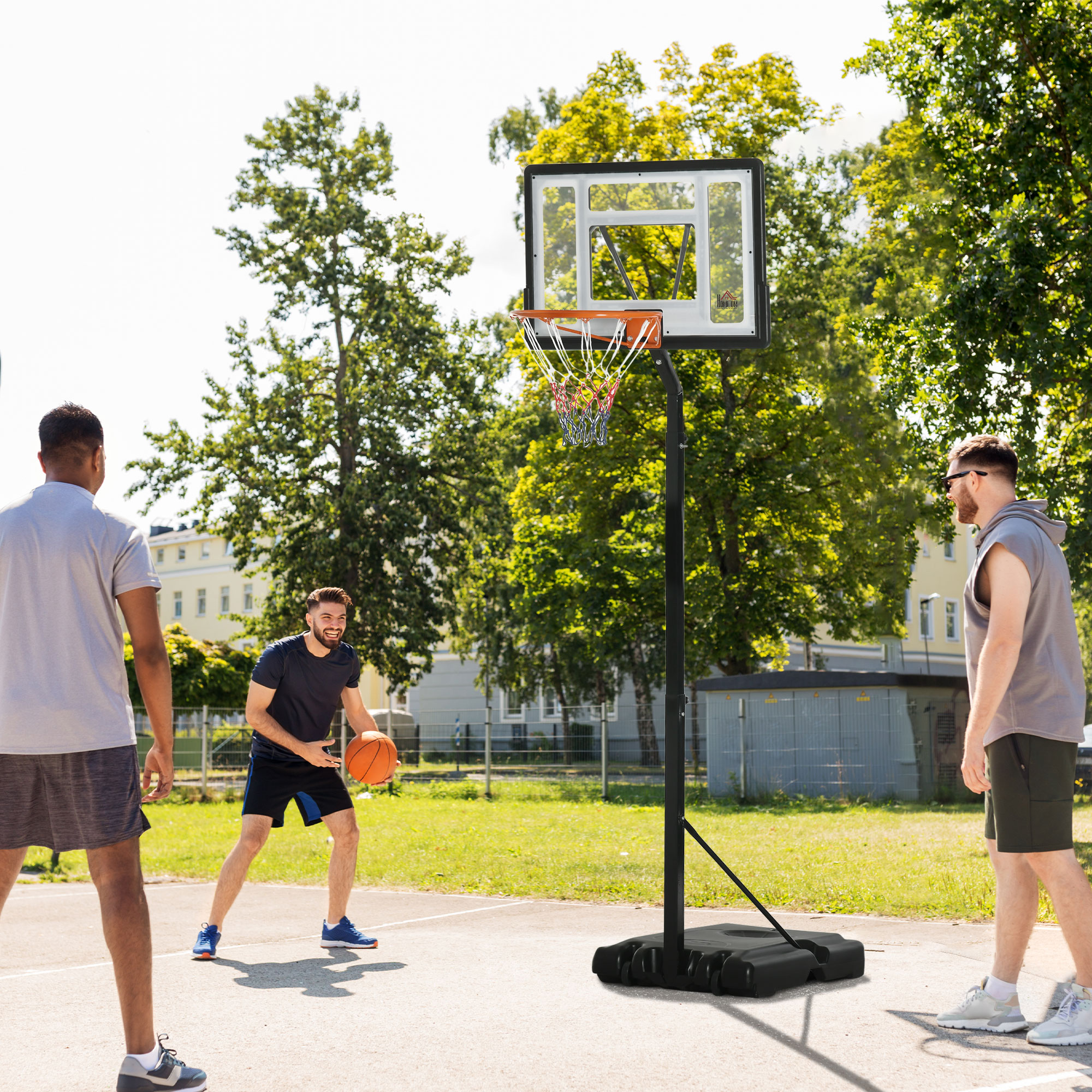 Basketballständer mit Rädern rollbar 210-260 cm höhenverstellbar Basketballkorb mit Ständer geeignet für den Außen- und Innenbereich Stahl Kunststoff Schwarz