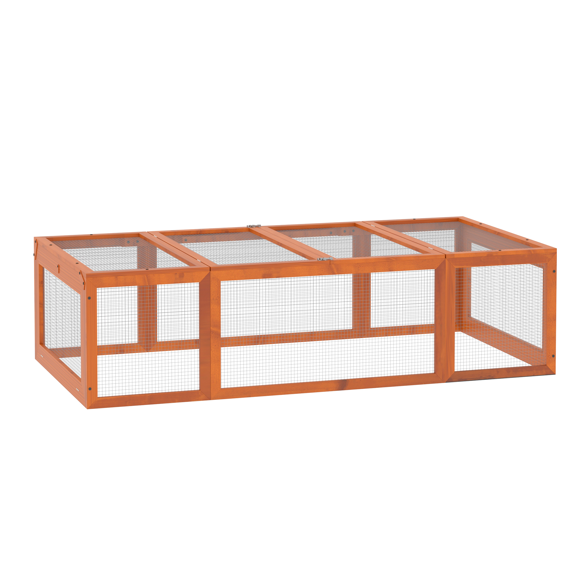 Freilaufgehege für Kleintiere Aufklappbares Dach Tannenholz Orange