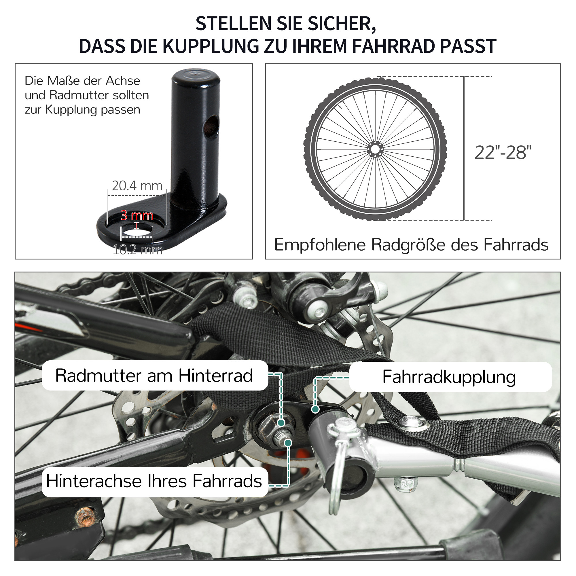 Fahrradanhänger Lastenanhänger Belastbarkeit max. 40 kg Transportanhänger Handwagen Lasten-Fahrradanhänger Weiß+Schwarz Stahl Oxford 140 x 77 x 65 cm