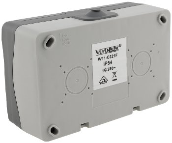 NUQUI Feuchtraum Doppel-Steckdose horiz. / IP54, Aufputz, 250V~/ 16A