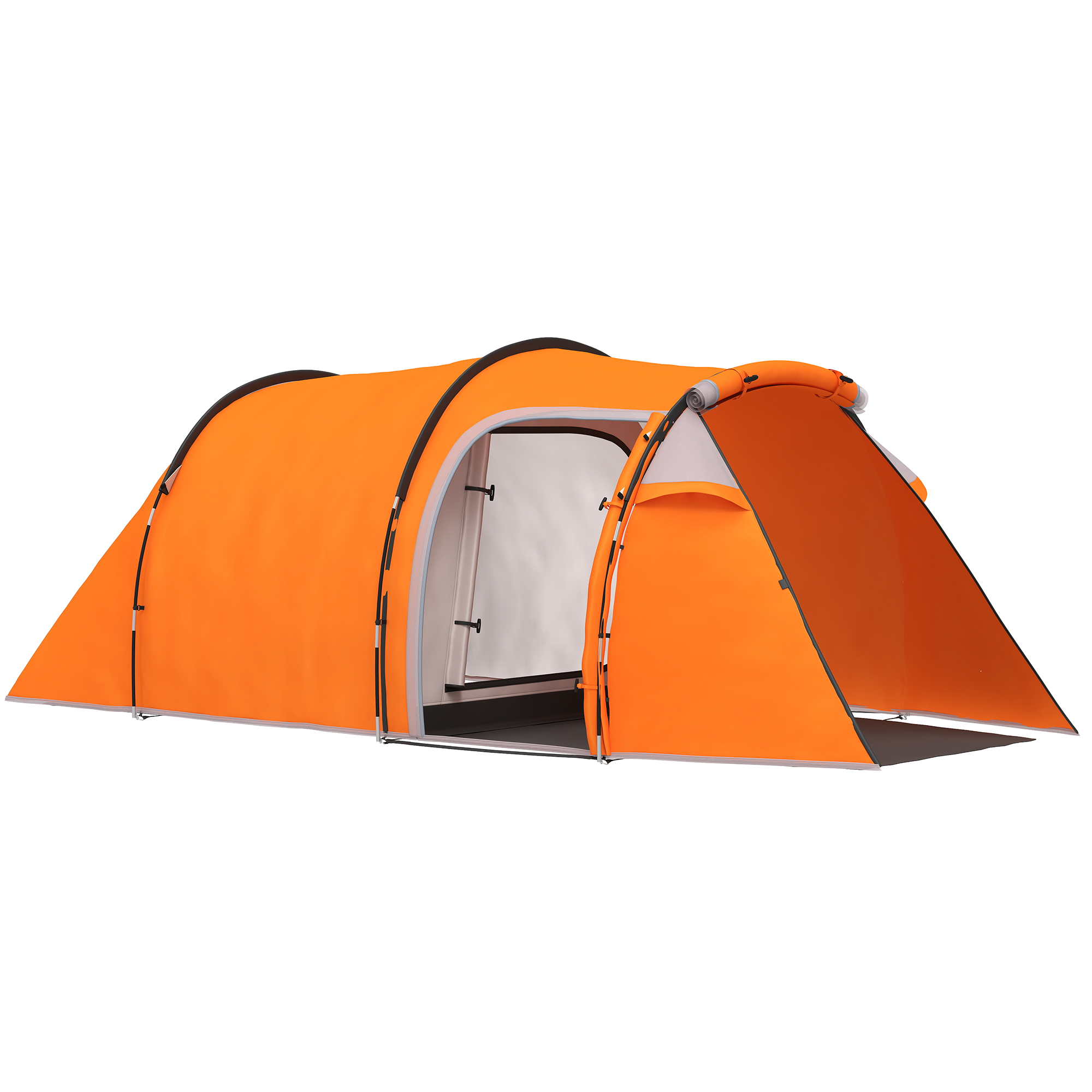 Tunnelzelt für 2-3 Personen, Campingzelt mit Vorraum Lampenhaken 2000mm Wassersäule Orange
