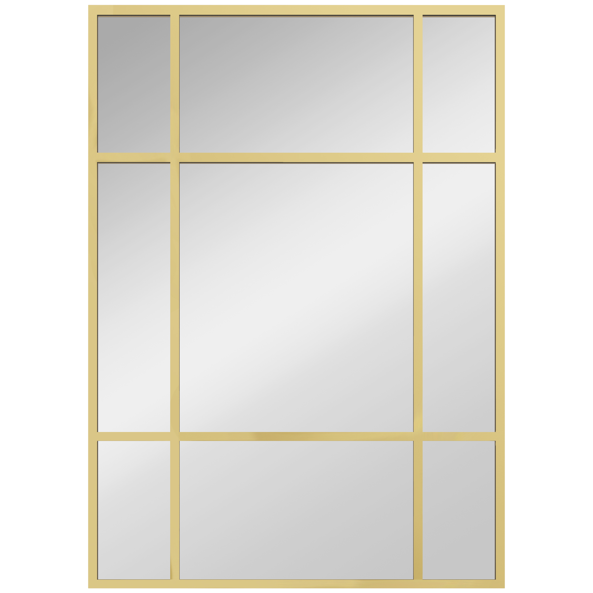 Wandspiegel, dekorativer Spiegel mit Metallrahmen, goldene Streifen, Mehrschichtglas, 50B x 2T x 70H cm