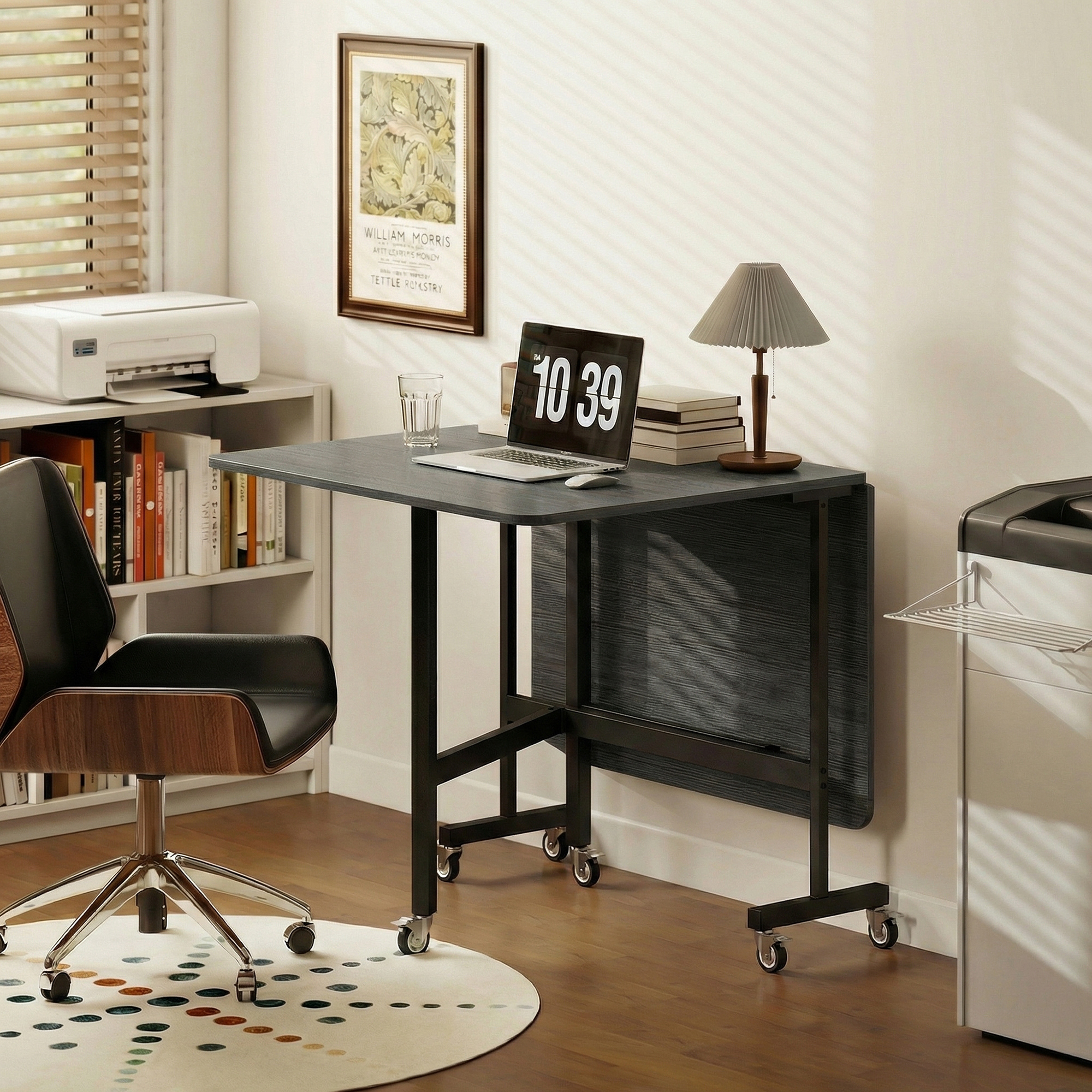 Esstisch Klappbar Küchentisch für 4-6 Personen mit 6 Rollen Mobiler Klapptisch für Kleine Räume 120x80x73 cm Schwarz