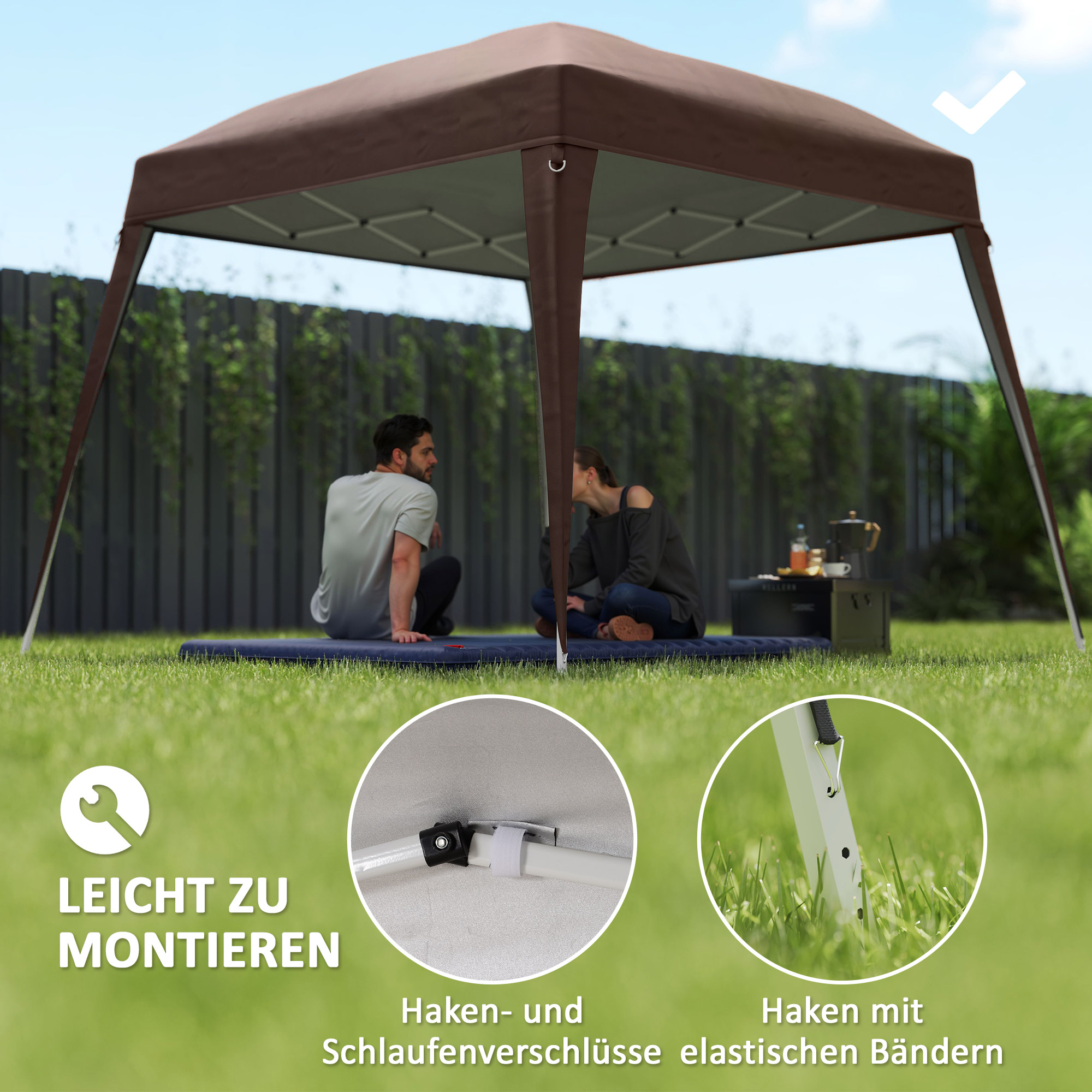 Pavillon-Ersatzdach, Ersatzplane für 3 x 3 m Gartenpavillon, Gartenzeltdach-Ersatz, UPF50+, Oxford-Stoff, Kaffee