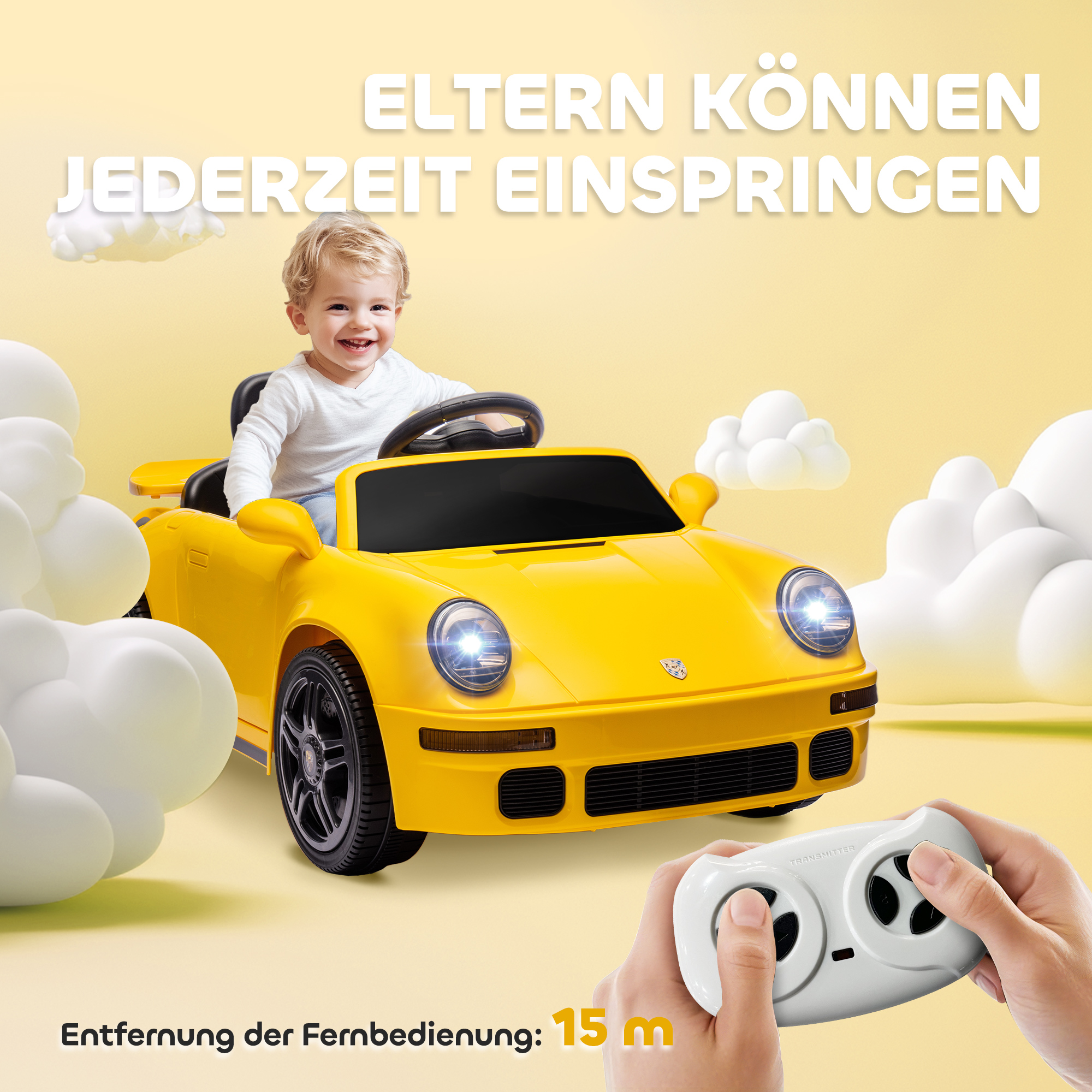 Kinderfahrzeug Porsche 911 RUF CTR Yellowbird, gelb