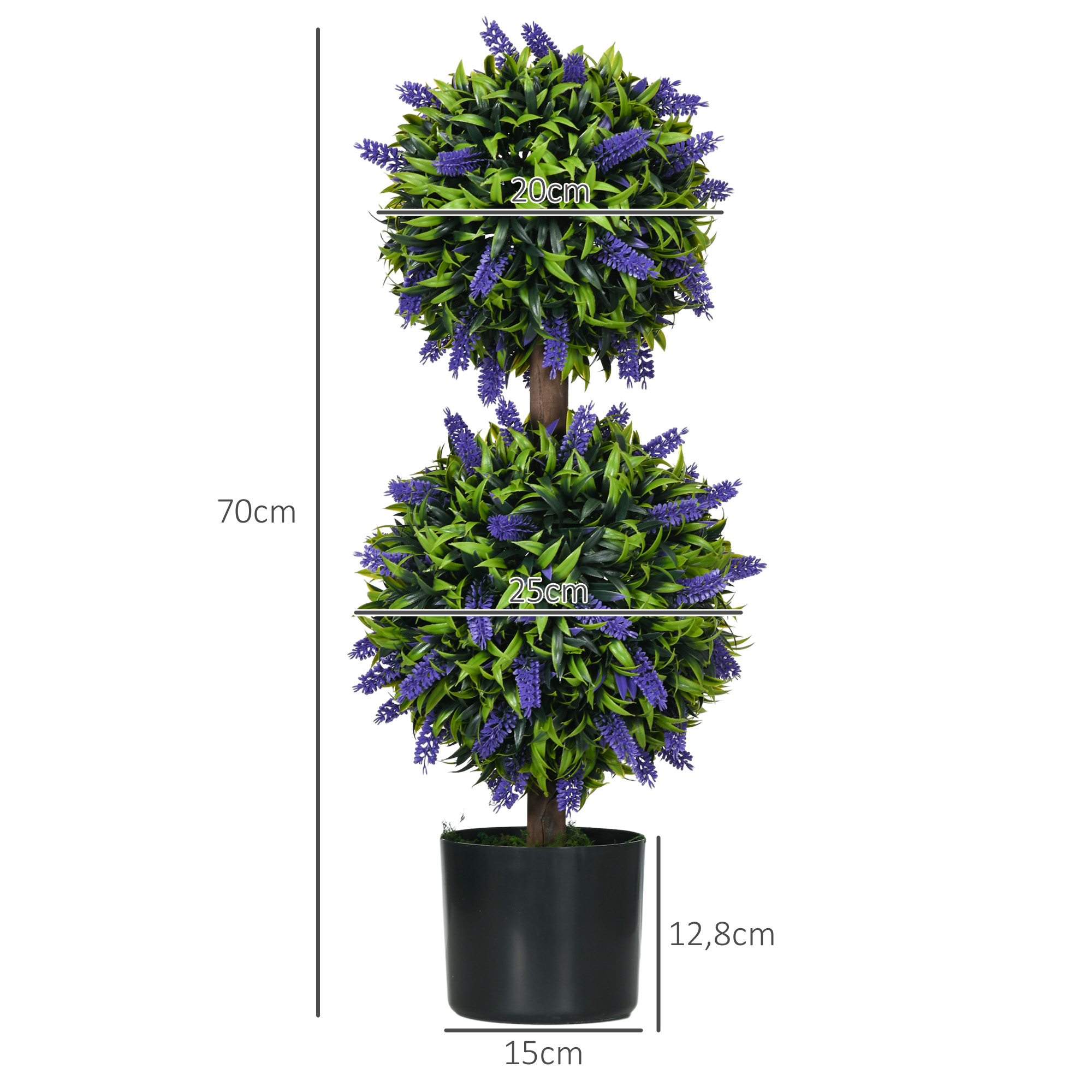 2er-Set künstliche Pflanzen, UV-beständige Kunstpflanze im Blumentopf, 70 cm Zimmerpflanze für Wohnzimmer, Garten