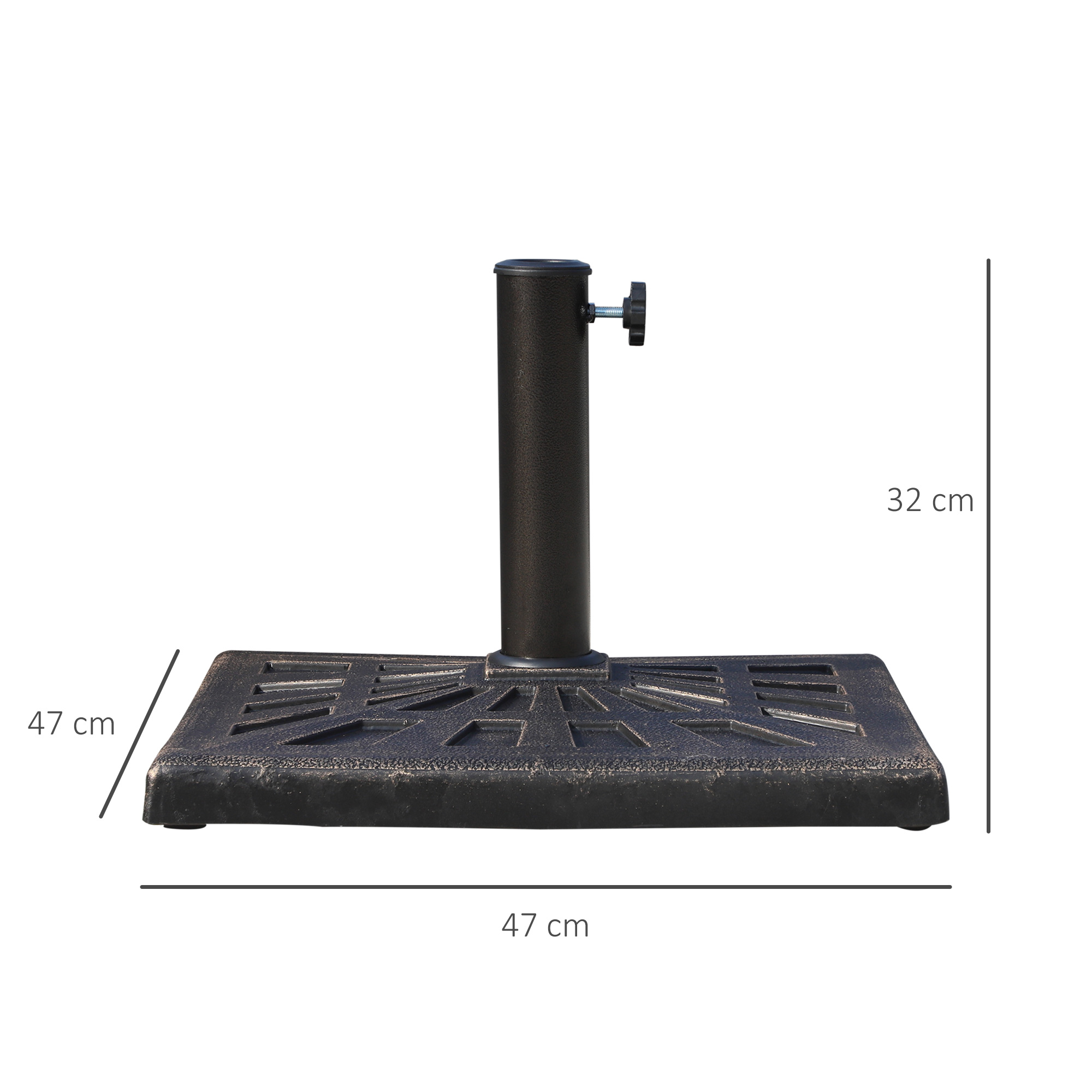 Sonnenschirmständer 15 kg Schirmständer Quadratisch Schirmhalter, Schirmgewicht, Ständer für Sonnenschirm 38mm Rohrdurchmesser, für Balkon, Terasse, Garten, Bronze