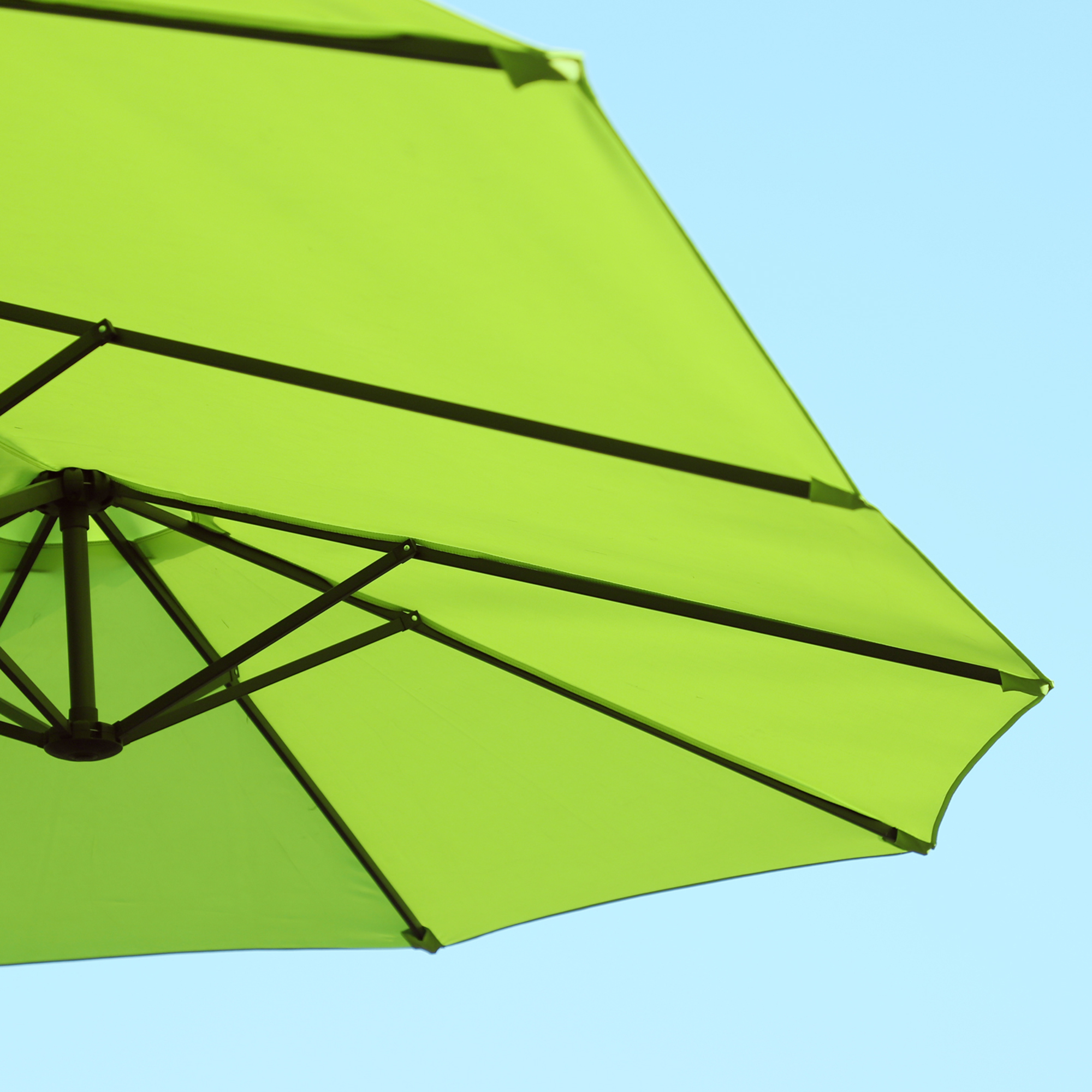 Doppelsonnenschirm 455 x 270 cm Gartenschirm mit Handkurbel oval stabil Metallstange Marktschirm Doppelsonnenschirm Terrassenschirm Sonnenschutz für Strand Balkon Terrasse Garten Grün