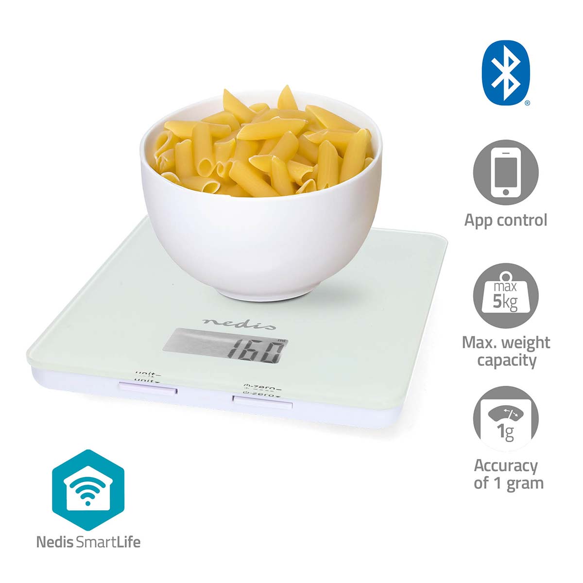 SmartLife Küchenwaage | Bluetooth | Glas / Kunststoff | Weiss SmartLife Küchenwaage | Bluetooth | Glas / Kunststoff | Weiss