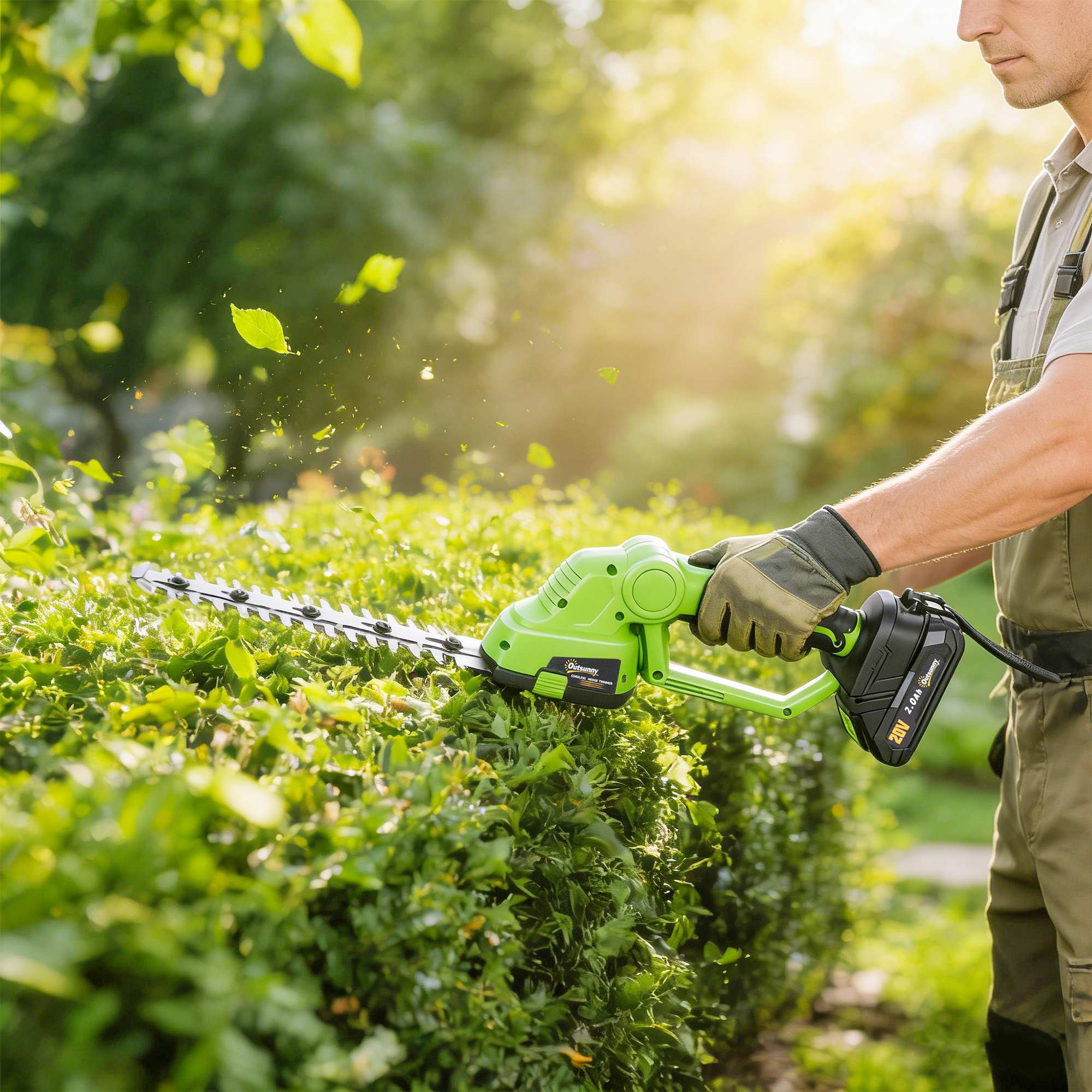 2-in-1 Akku Heckenschere Elektrischer Hecken & Strauchschere mit 20/10cm Schnittlänge, Ladegerät