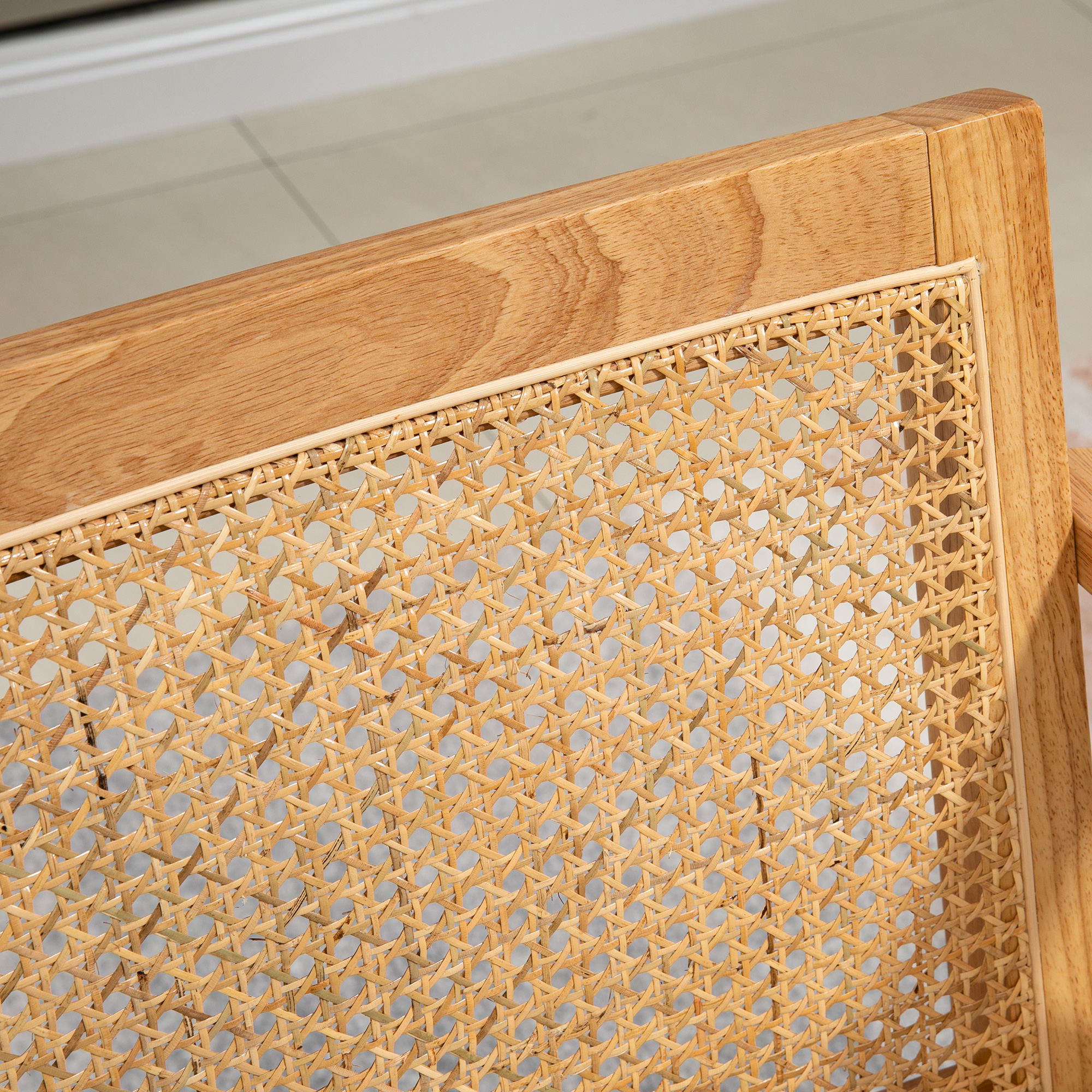 Exotischer Polsterstuhl, Kautschukholz, Sitzkissen in Leinenoptik, 63L x 69B x 78H cm, Cremeweiß