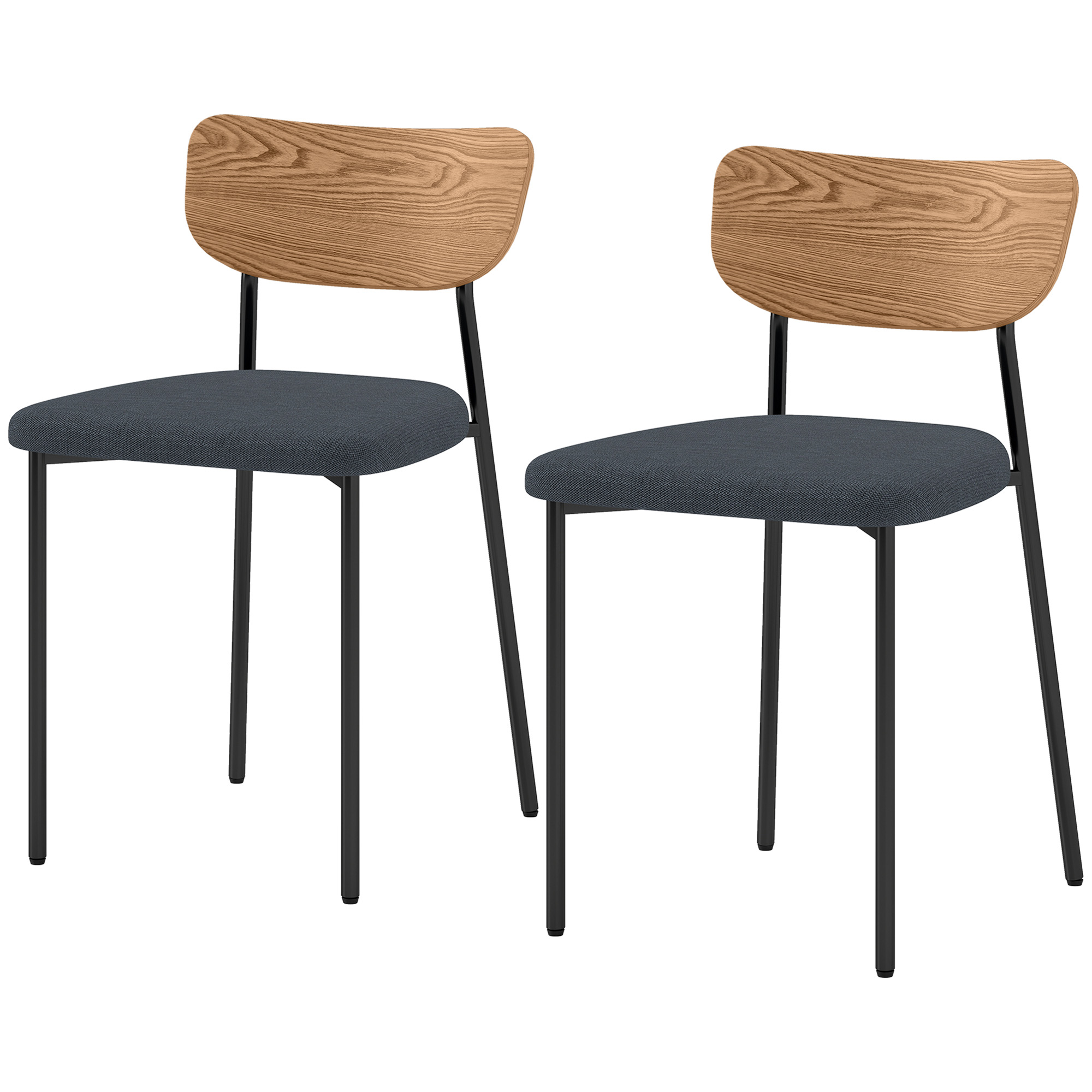 2er-Set Esszimmerstühle, Leinenoptik, armloses Design, Metallbeine, Grau 2er-Set Esszimmerstühle, Leinenoptik, armloses Design, Metallbeine, Grau