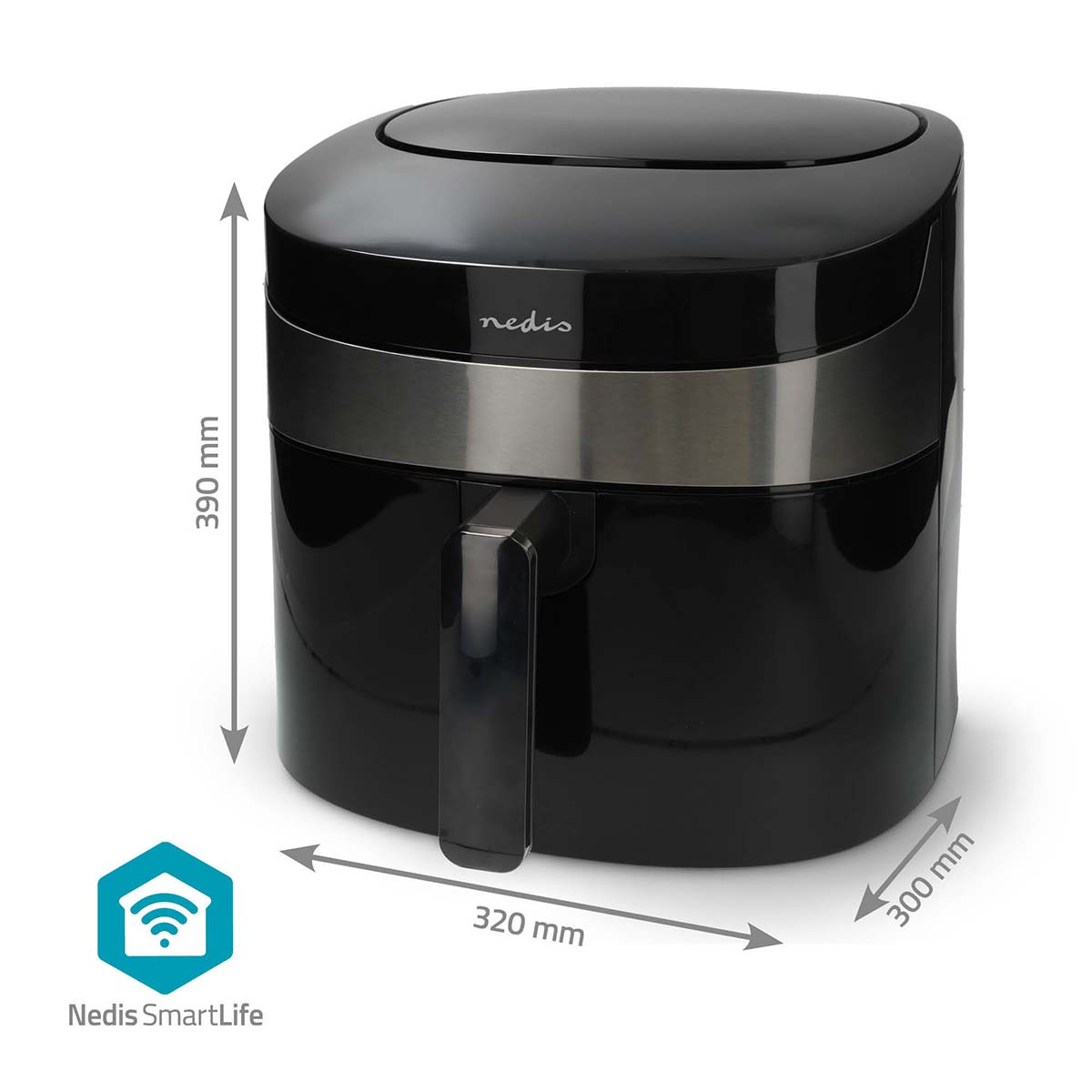 SmartLife Heißluftfritteuse | Wi-Fi | 7,2 l | Timer: 60 min | Anzahl voreingestellter Programme: 8 | Digital | Android? / IOS | schwarz