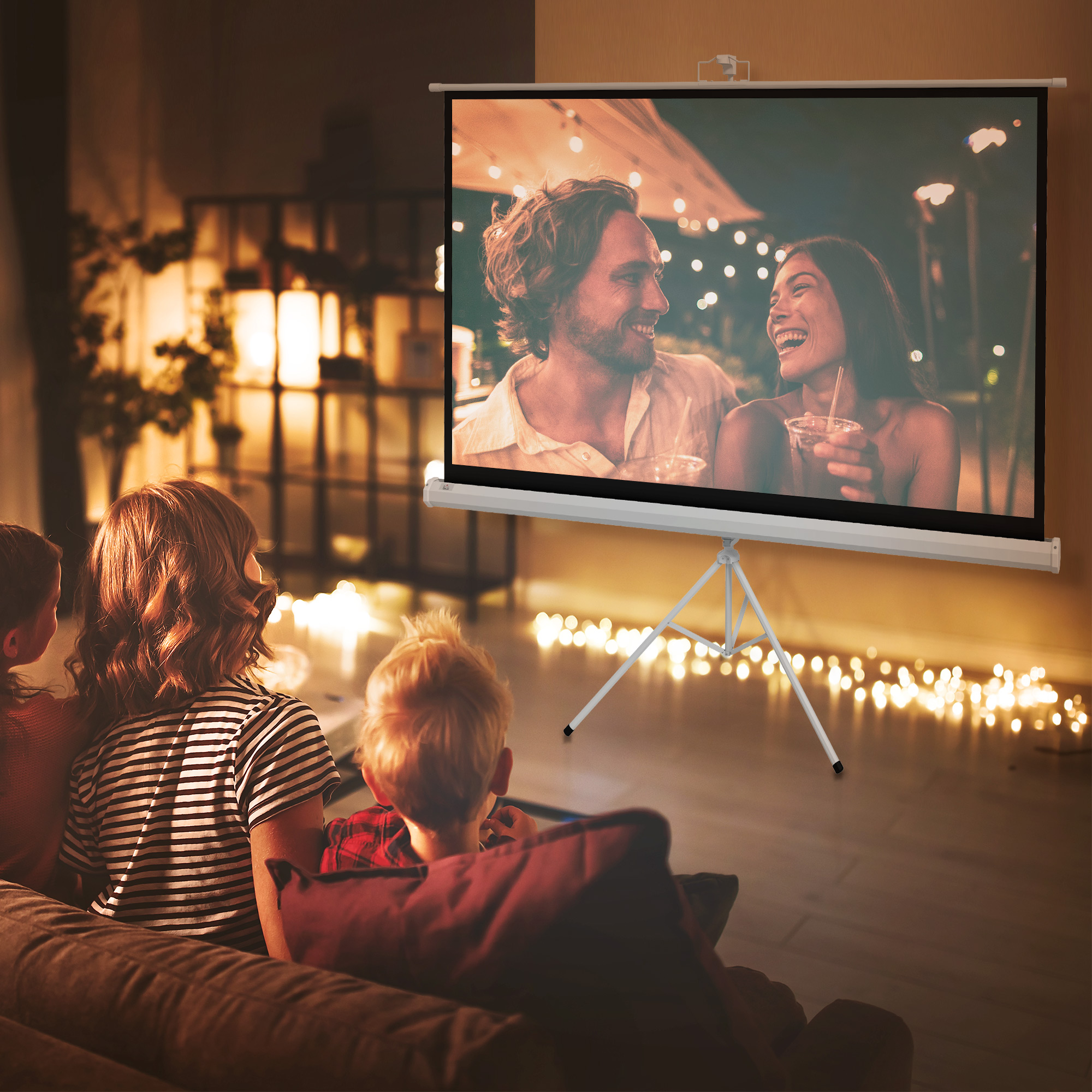 Beamer-Leinwand mit Stativ 186 x 105 cm 84 Zoll 16:9 HD 4K Rollo-Leinwand