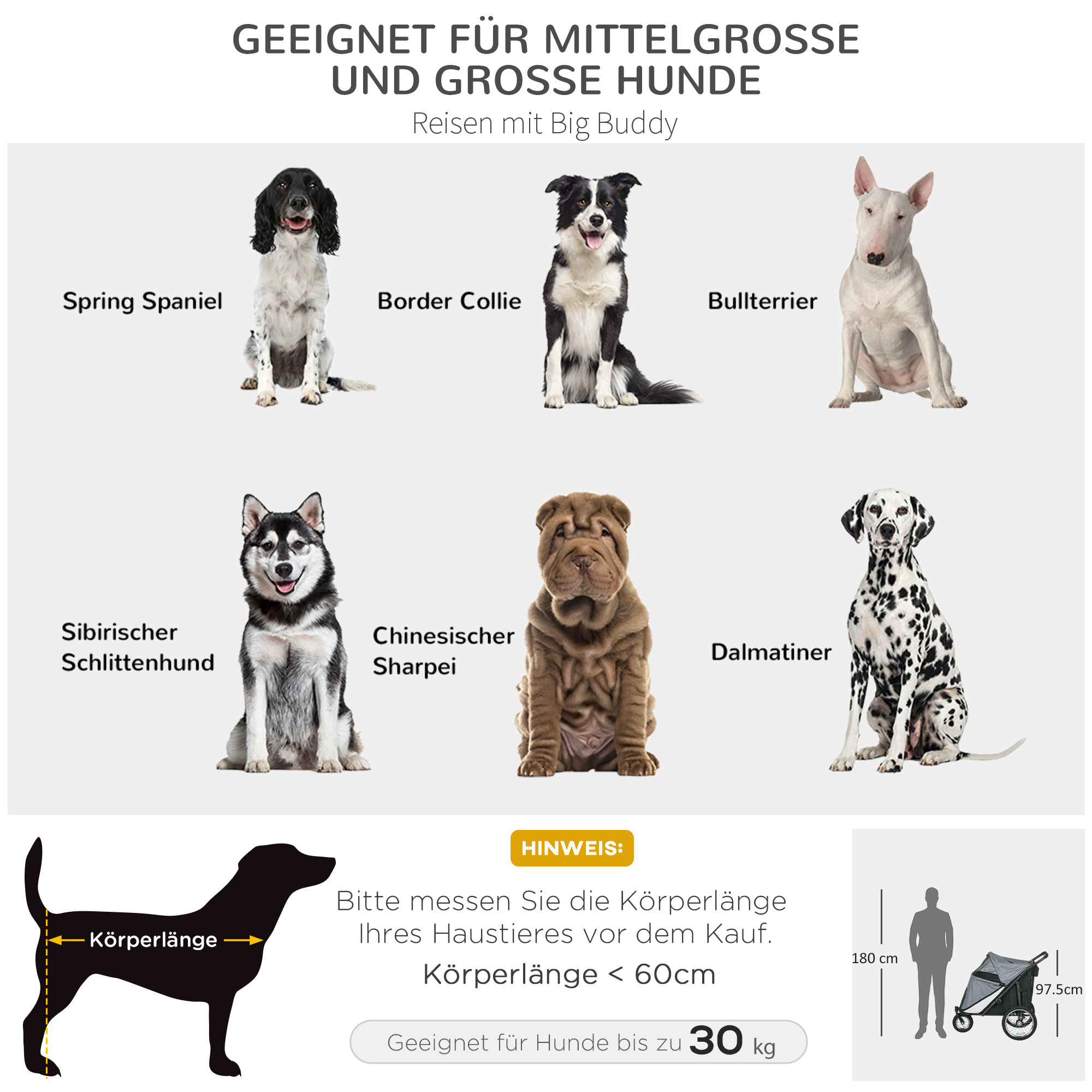 Hundebuggy, faltbar, aufklappbar, Liegekissen, Stahlrahmen, Grau/Schwarz