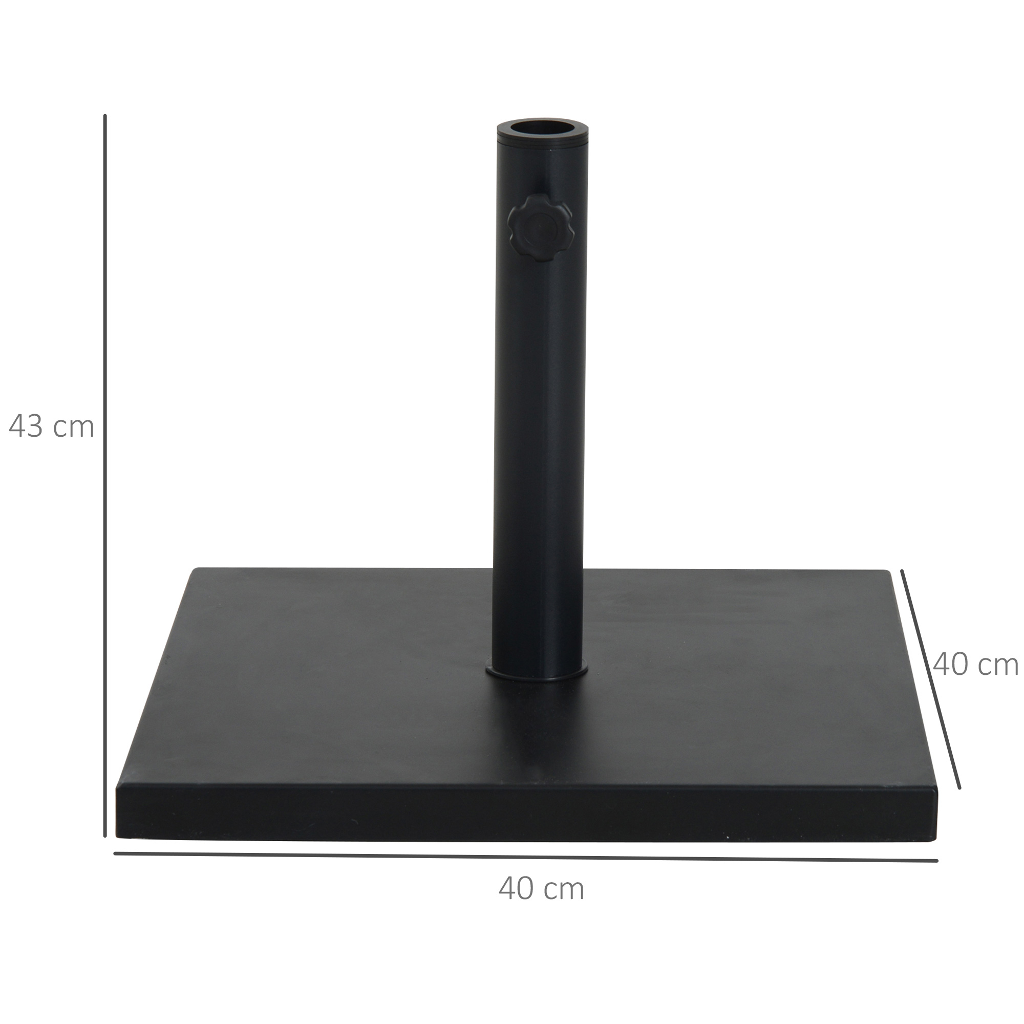 Sonnenschirmständer 13 kg Schirmständer, Quadratisch Schirmhalter, Schirmgewicht, Ständer für Sonnenschirm 35/38/48mm Rohrdurchmesser, für Balkon, Terasse, Garten, Schwarz