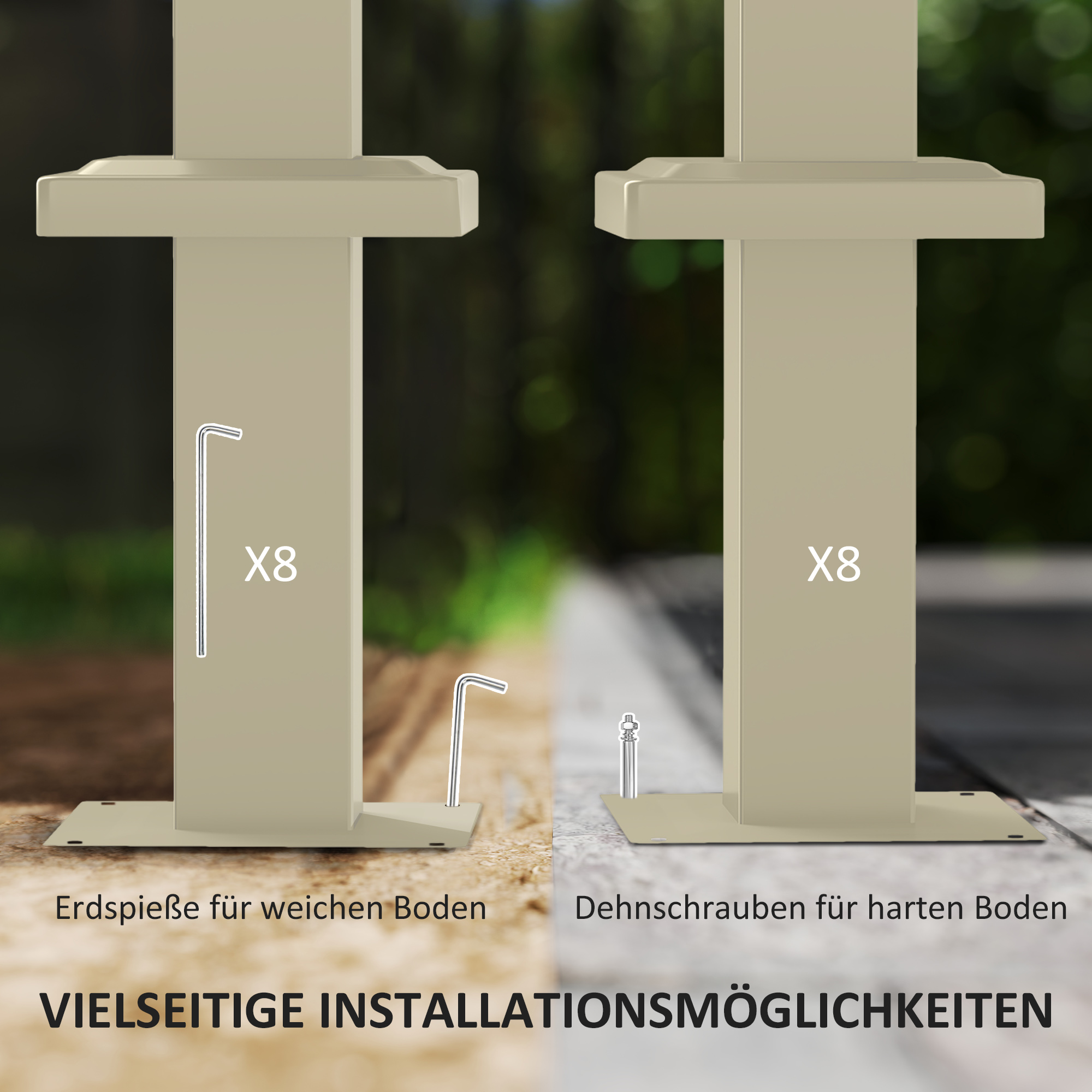 3 x 3 m Garten-Pergola mit einziehbarem Dach, Pavillon, Baldachin für Schatten, UPF30+, Khaki