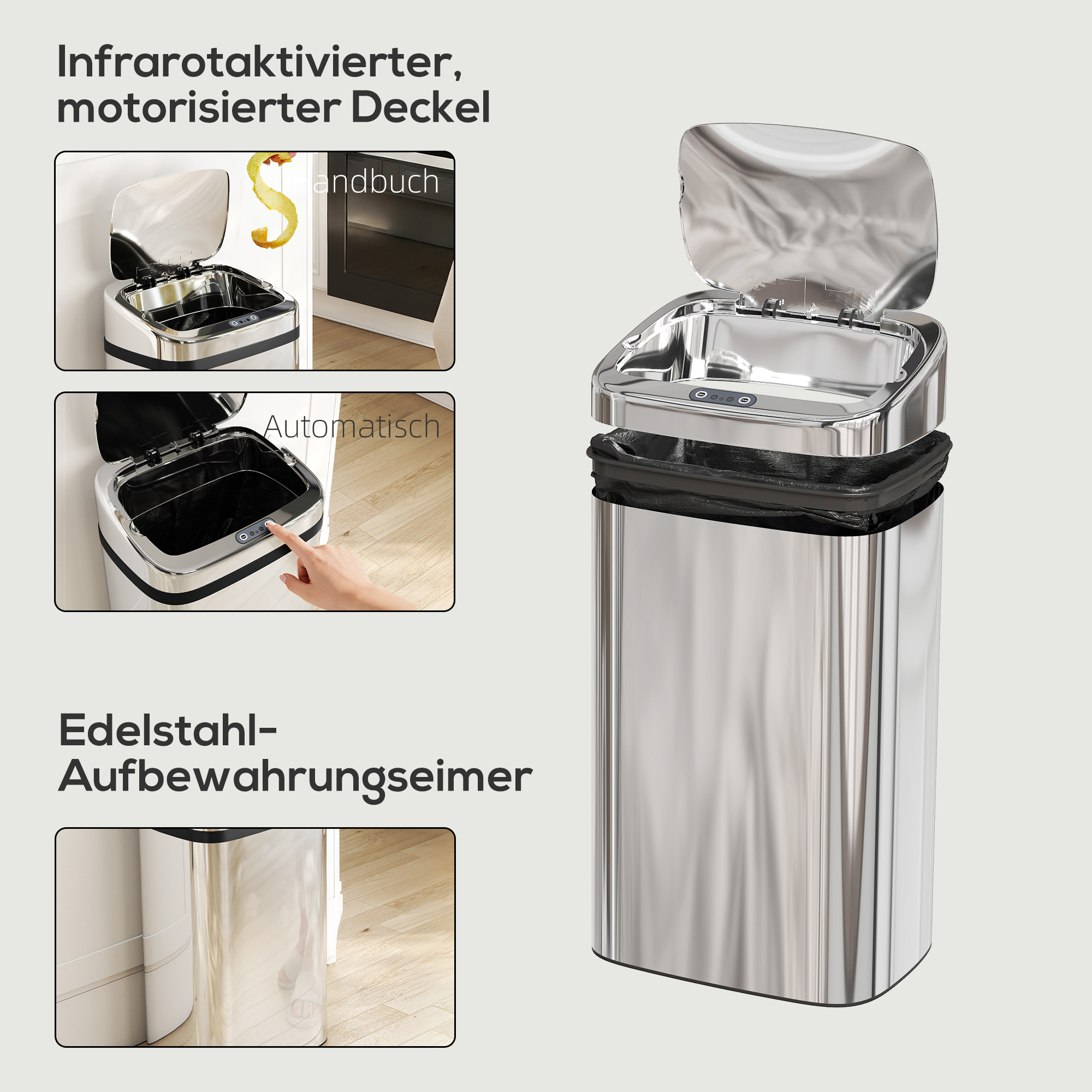 Sensor Mülleimer 30L Automatik Mülleimer mit Bewegungssensor für Büro, Schlafzimmer