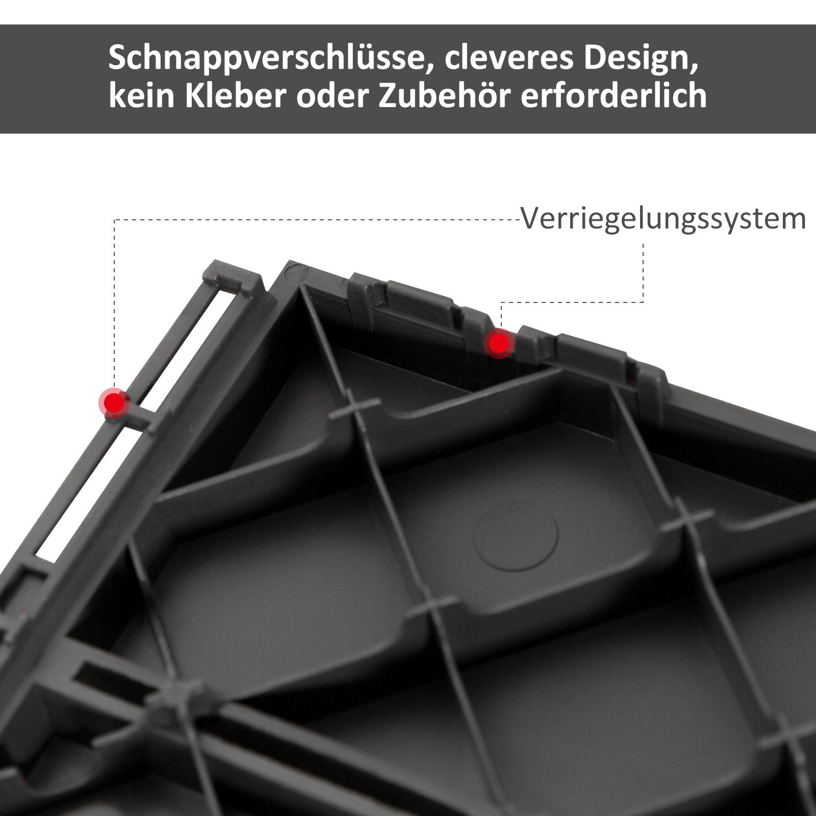 Terrassenfliesen 30 x 30 cm 9 Stück 0,81? Klickfliesen Balkonfliesen mit Klicksystem Drainagefunktion Bodenbelag Fliese für Terrasse Balkon Schwarz