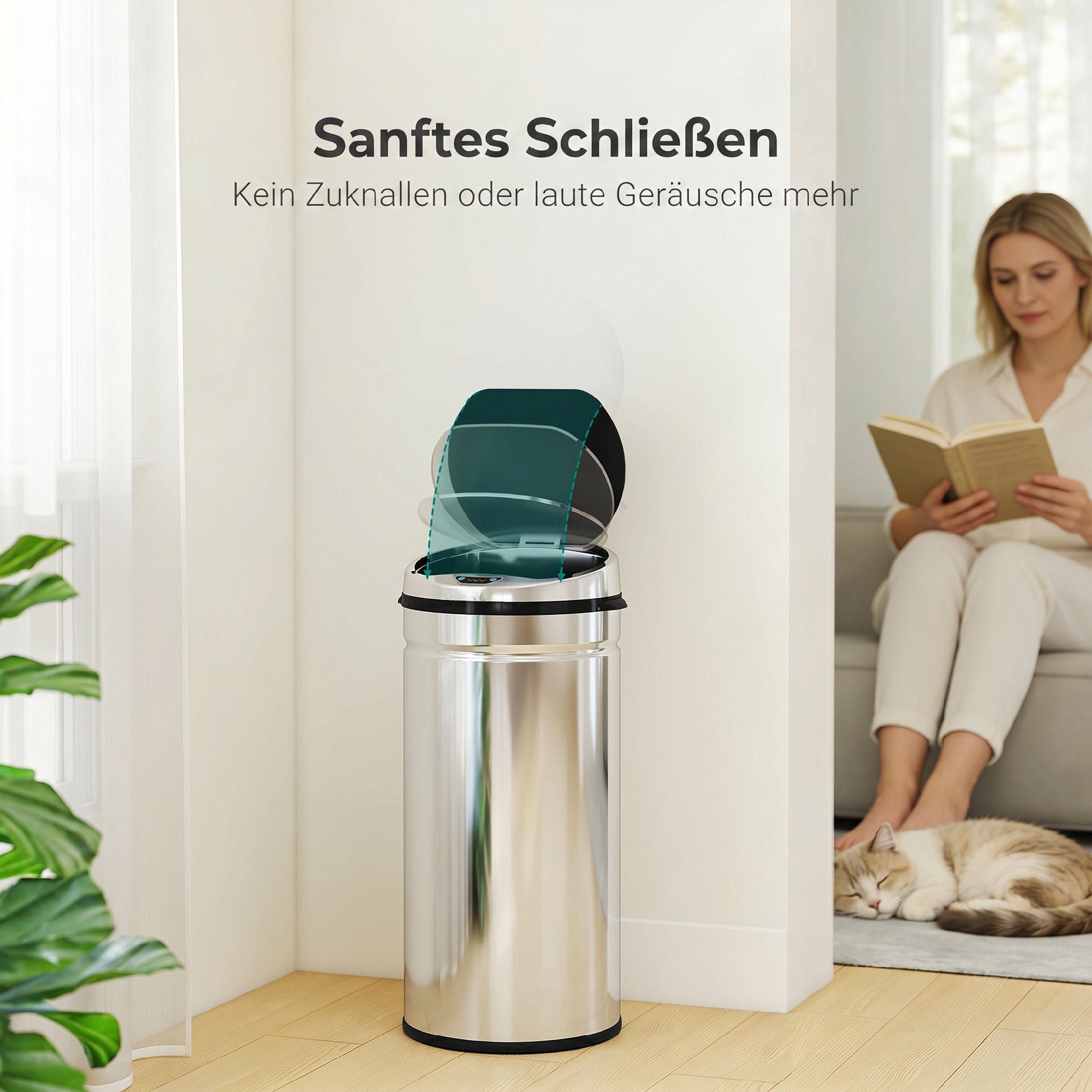 42 L Sensor Mülleimer, Automatischer Abfalleimer, Rostfreier Kücheneimer mit Infrarotsensor, für Küche, Esszimmer