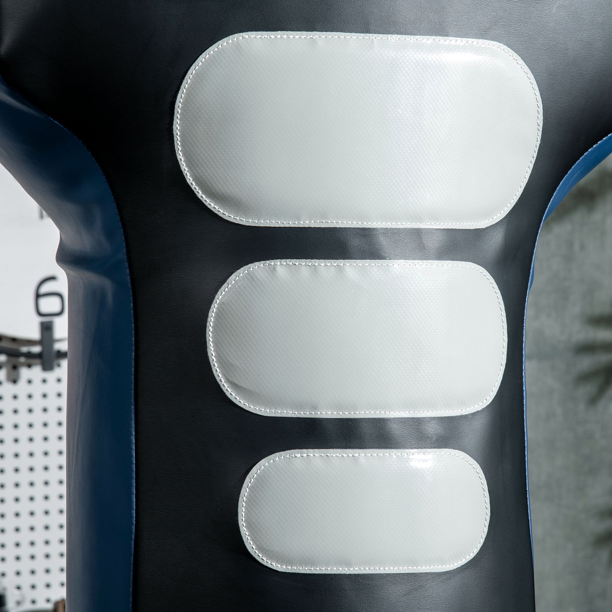 Boxdummy, freistehend, höhenverstellbar, schwerer Standfuß, Kunstleder, schwarz+grau+blau, 55 x 55 x 178-207 cm