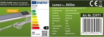 LED Unterbauleuchte "Comprido 600 CCT", 230V, 60cm, IR-Sensor, 3000k - 6500k