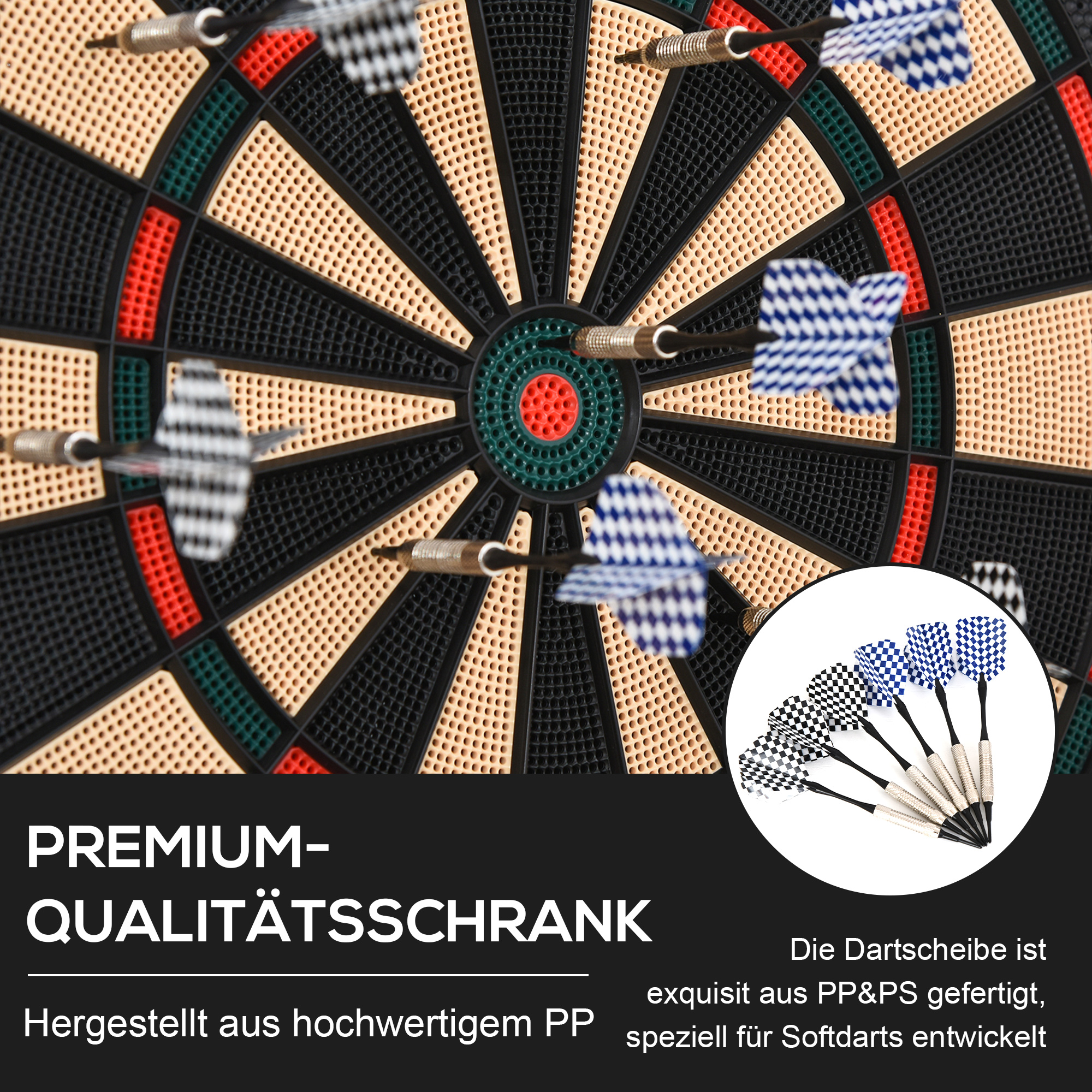 elektronische Dartscheibem automatische Wertungm Dartboard-Set mit 6 Darts, 30 Dartspitzen, schwarz