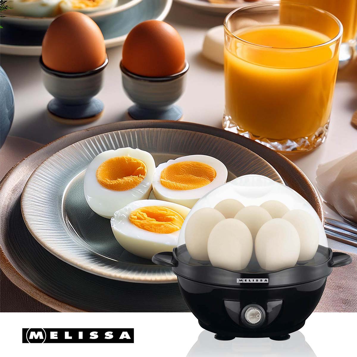 Eierkocher 7 Eier mit transparenter Taste 360W schwarz