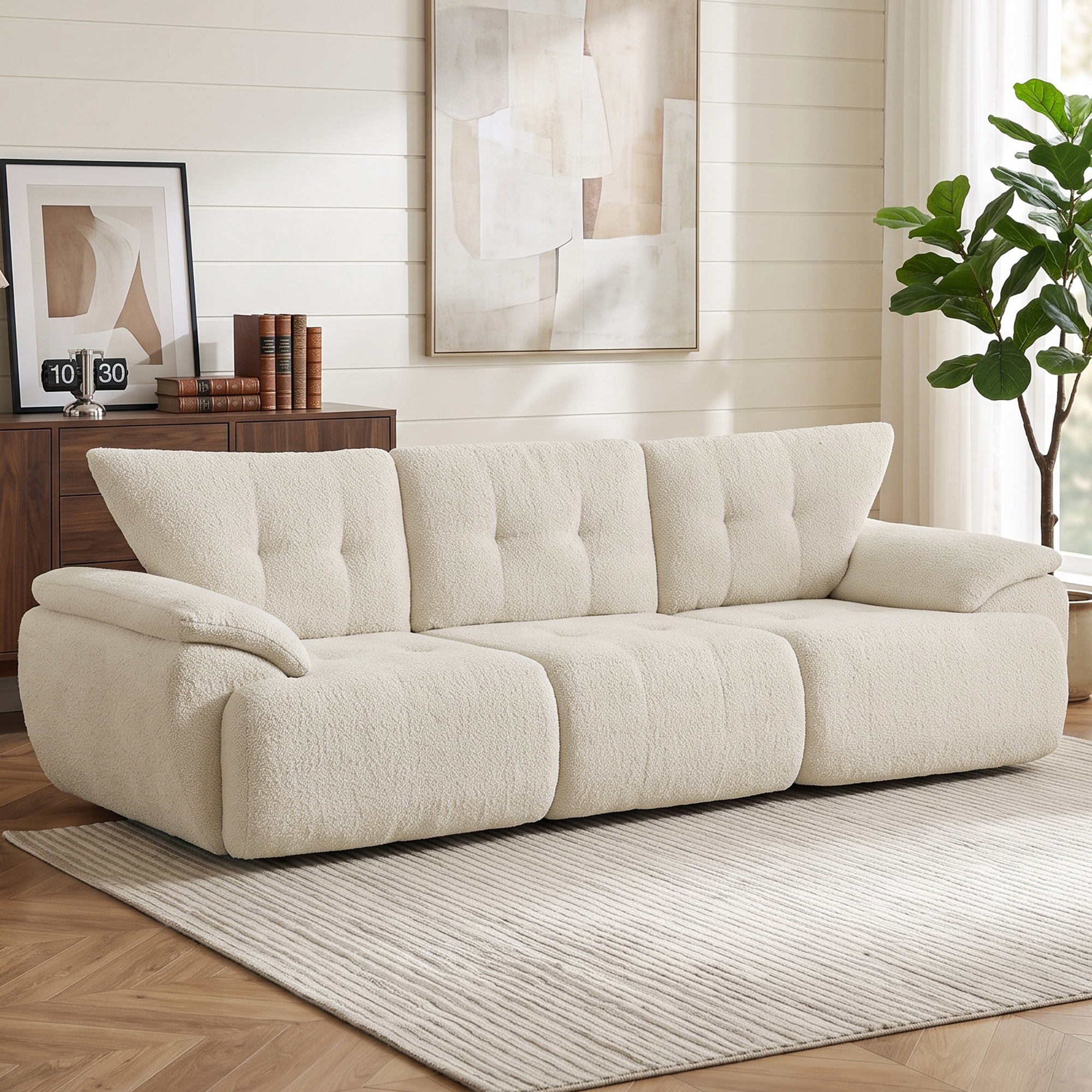3-Sitzer-Sofa, 260 cm, Chenille, rahmenloses Modulsofa mit extra breiter, tiefer Sitzfläche, breiten Armlehnen