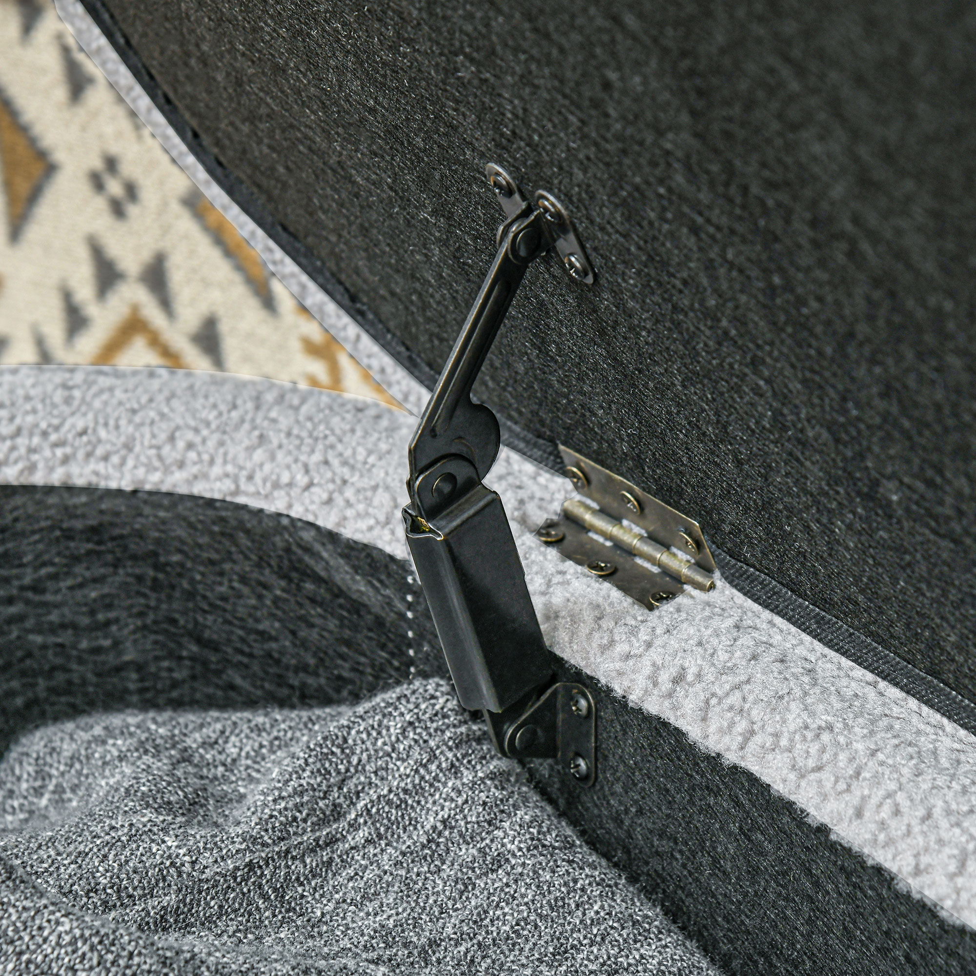 Bettbank, Stauraum, Teddy-Fleece, 116x41x40,5cm, Hellgrau