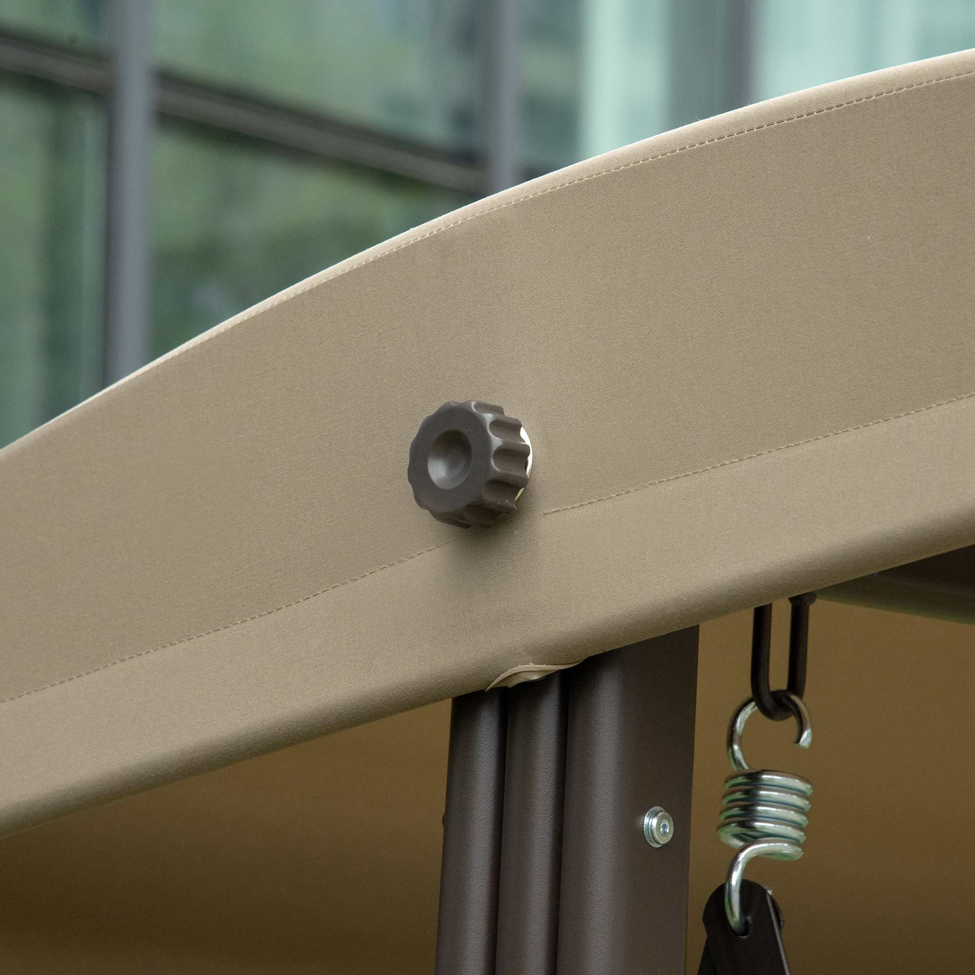 3-Sitzer Hollywoodschaukel Gartenschaukel mit Sonnendach Kissen Metall Polyester Khaki 116 x 206 x 183 cm