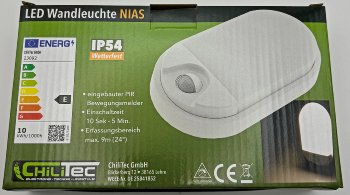 LED Wandleuchte "NIAS" IP54, 3000K, 10W, 980lm, 140° Bewegungsmelder