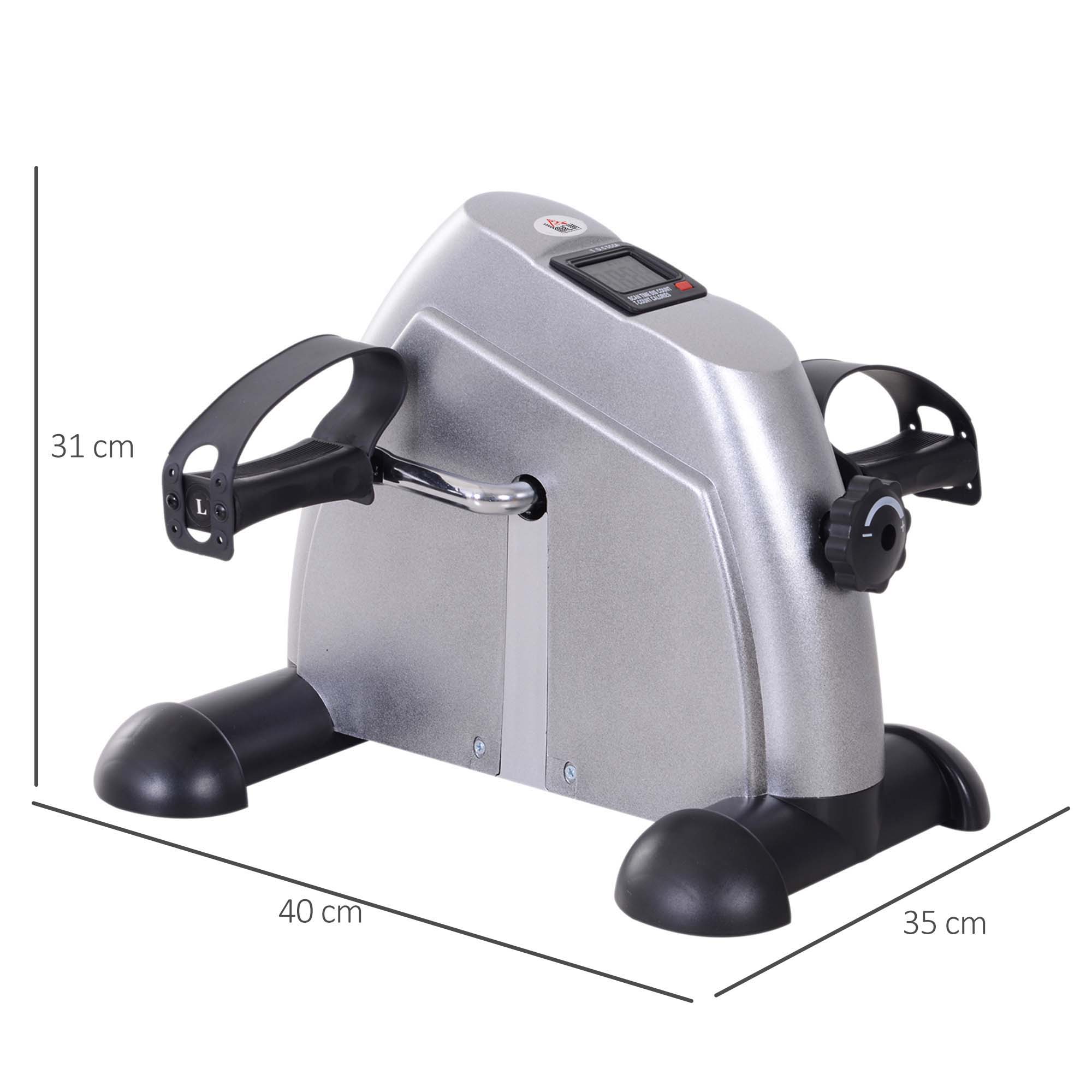 Mini Heimtrainer Arm-und Beintrainer Pedaltrainer für Senioren mit LCD-Display verstellbarer Widerstand Fitnessbike Hometrainer für Zuhause Heim Büro 35 x 40 x 31 cm Silber