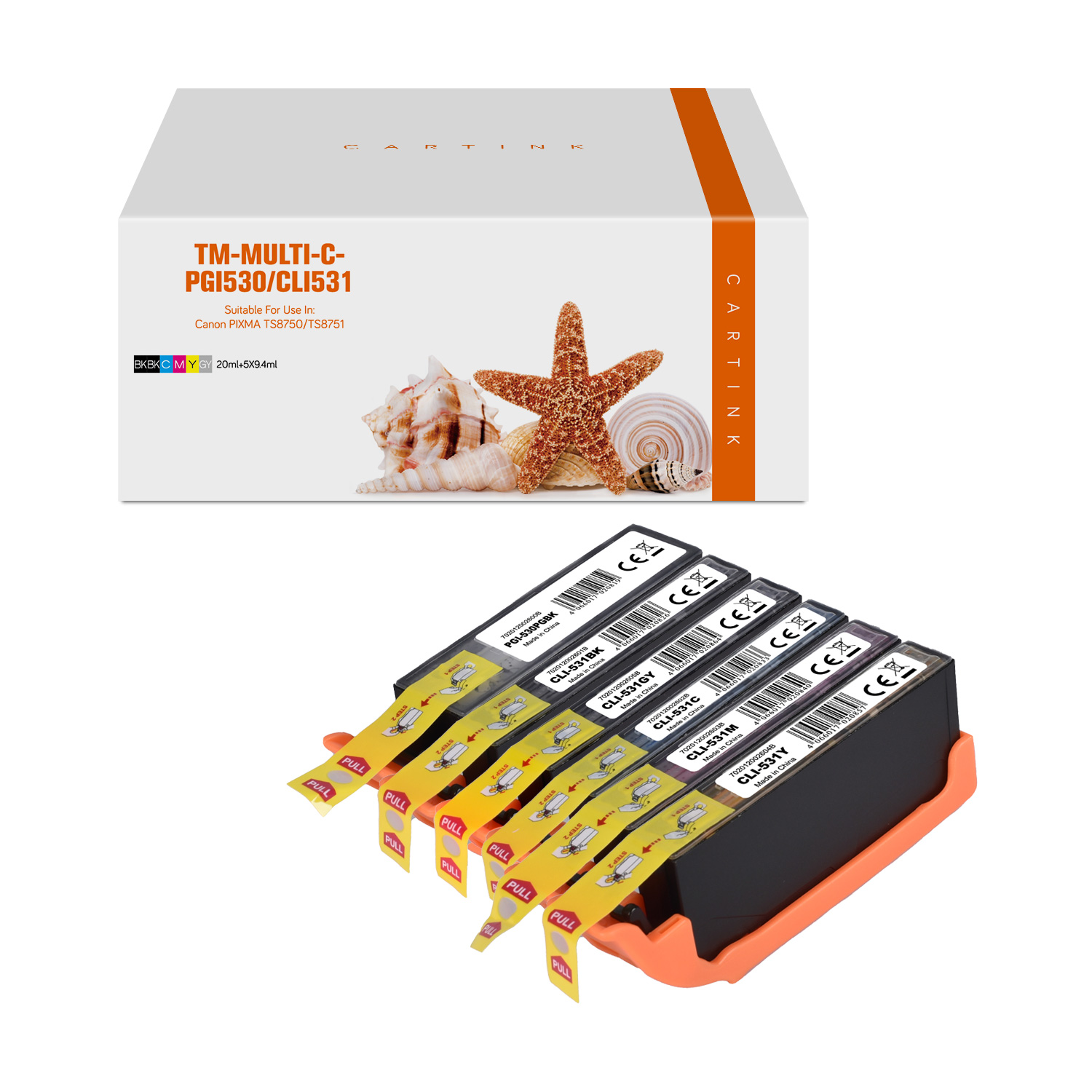 Multipack PGI530/CLI531 alternativ Tinte für Canon / BKCMYGYK 1 x 20ml 5 x 9,4ml Multipack PGI530/CLI531 alternativ Tinte für Canon / BKCMYGYK 1 x 20ml 5 x 9,4ml
