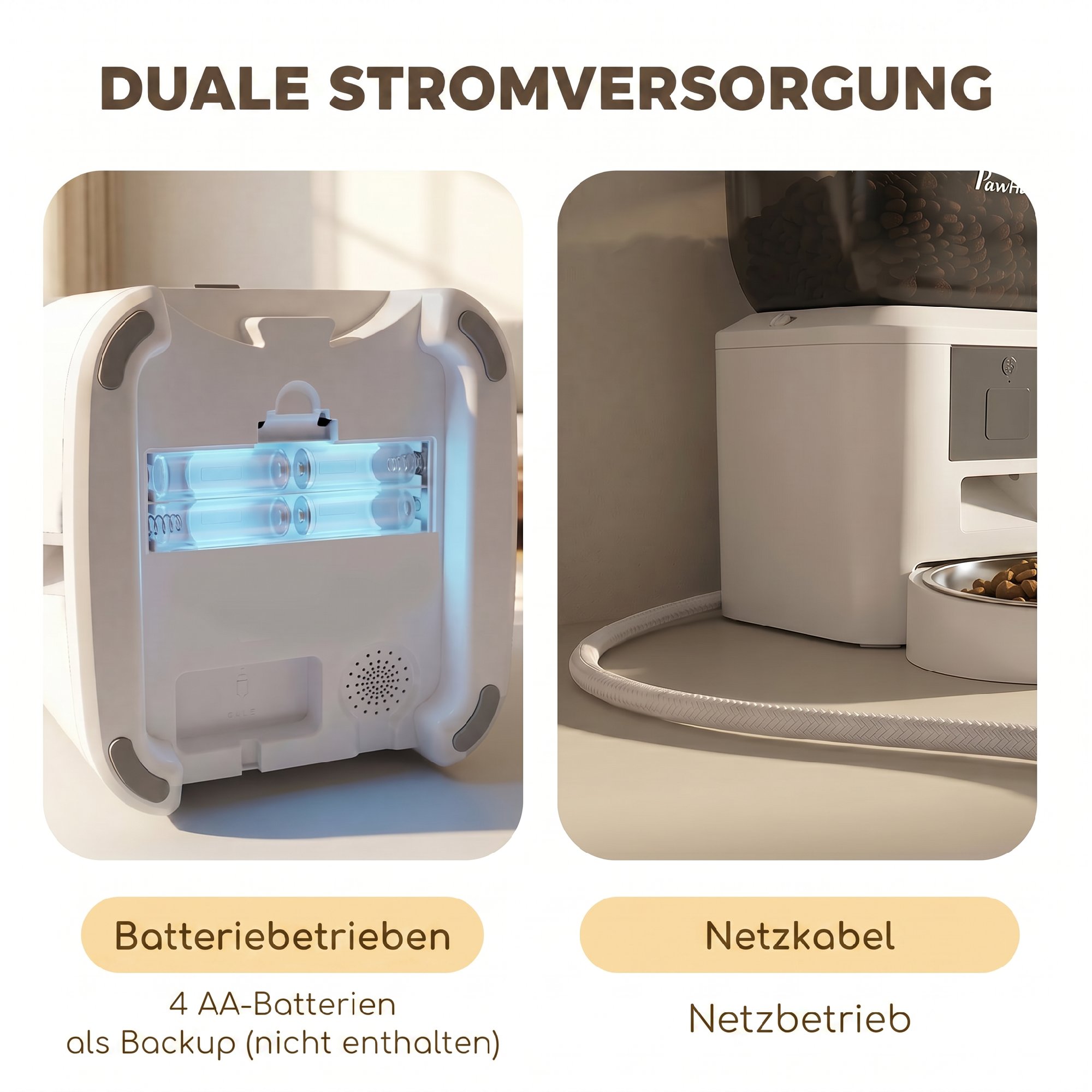 automatischer Katzenfutterautomat, WLAN, 4l, App-Steuerung, 1–10 Mahlzeiten, 10s Futterruf